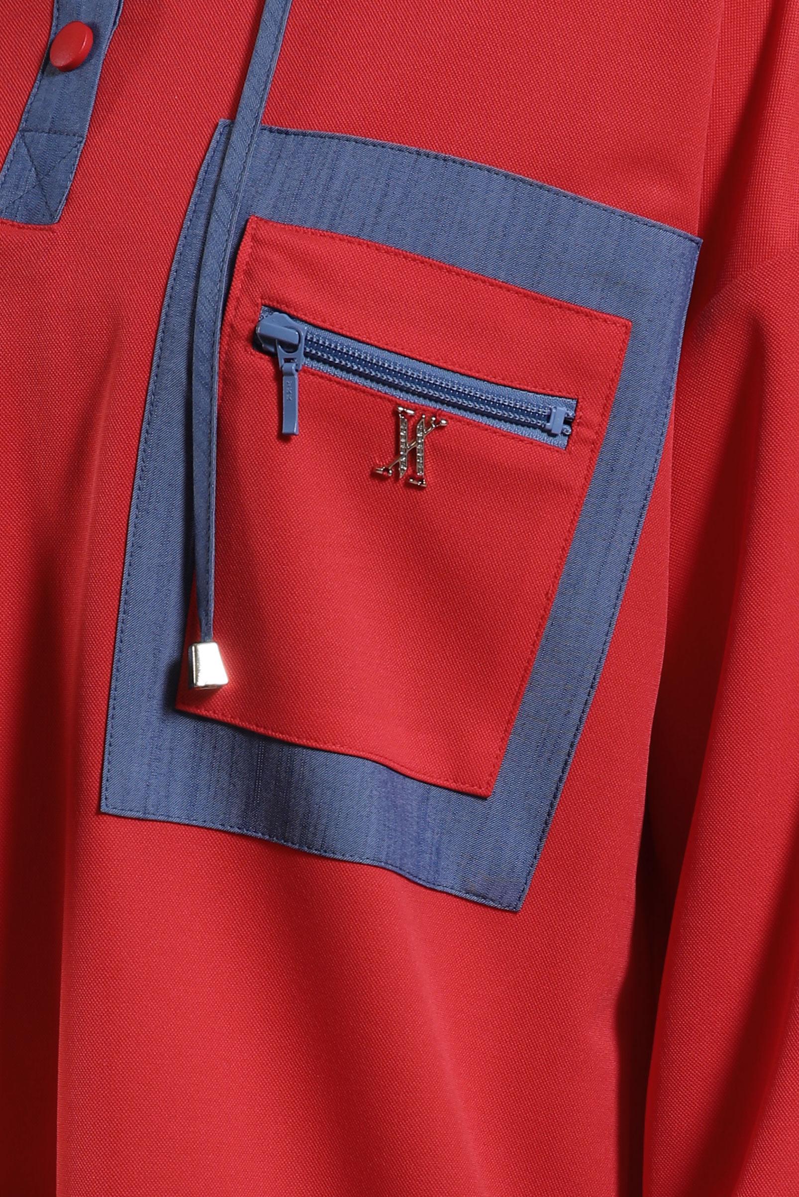 Tesettür giyim KIRMIZI KAPÜŞONLU EŞOFMAN TUNİK 43846