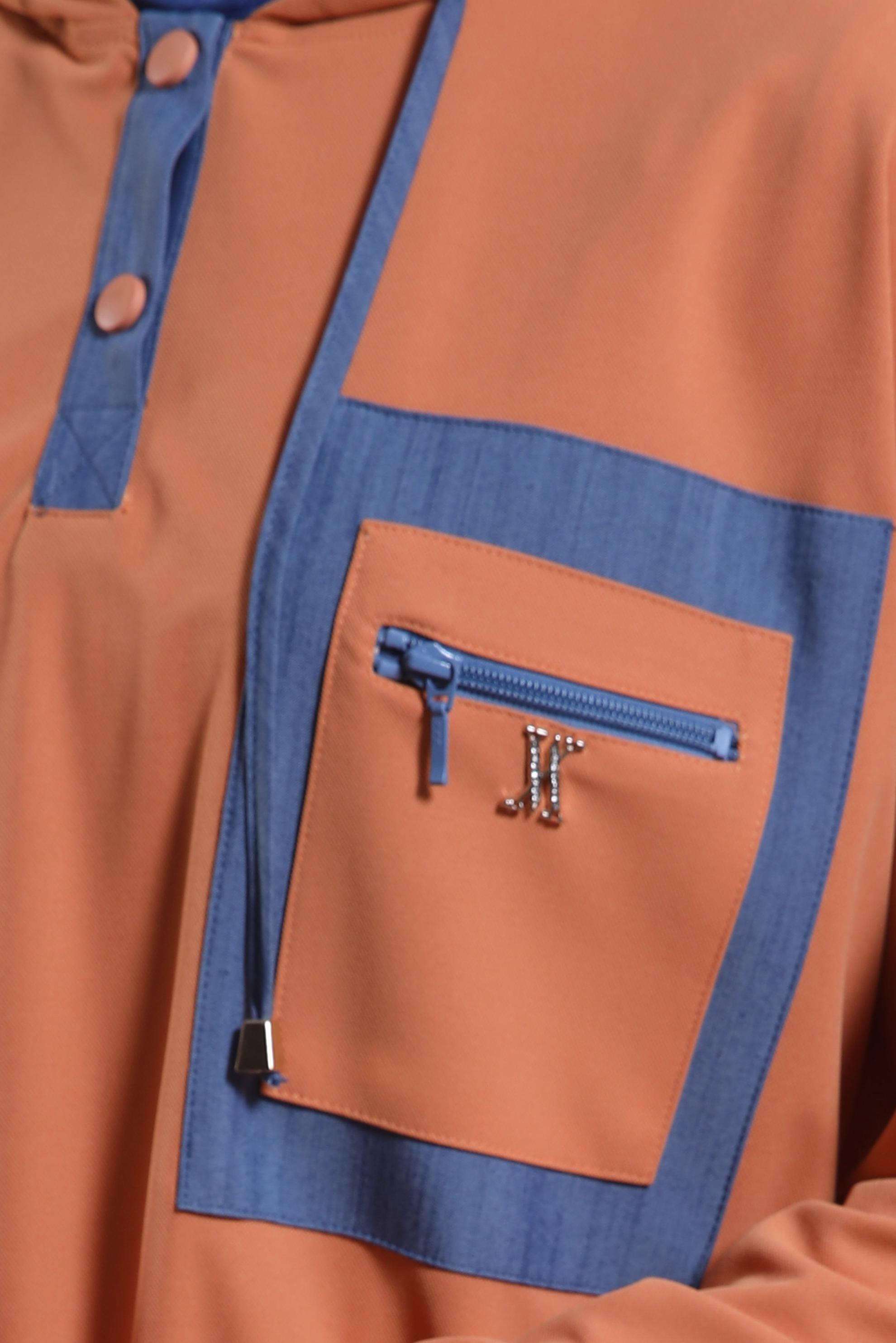 Tesettür giyim TURUNCU KAPÜŞONLU EŞOFMAN TUNİK 43846