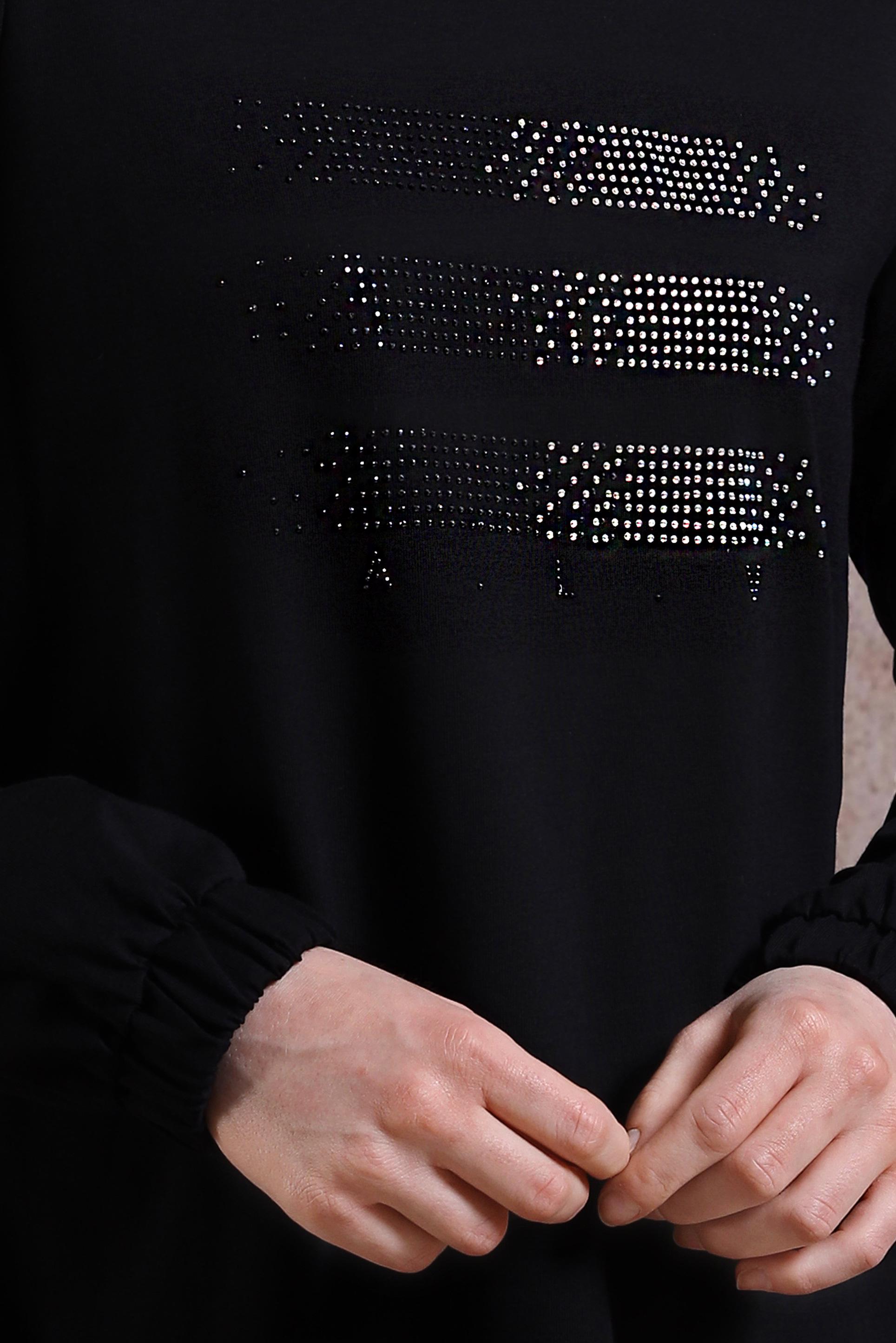 Tesettür giyim SİYAH TAŞLI EŞOFMAN TUNİK 43847