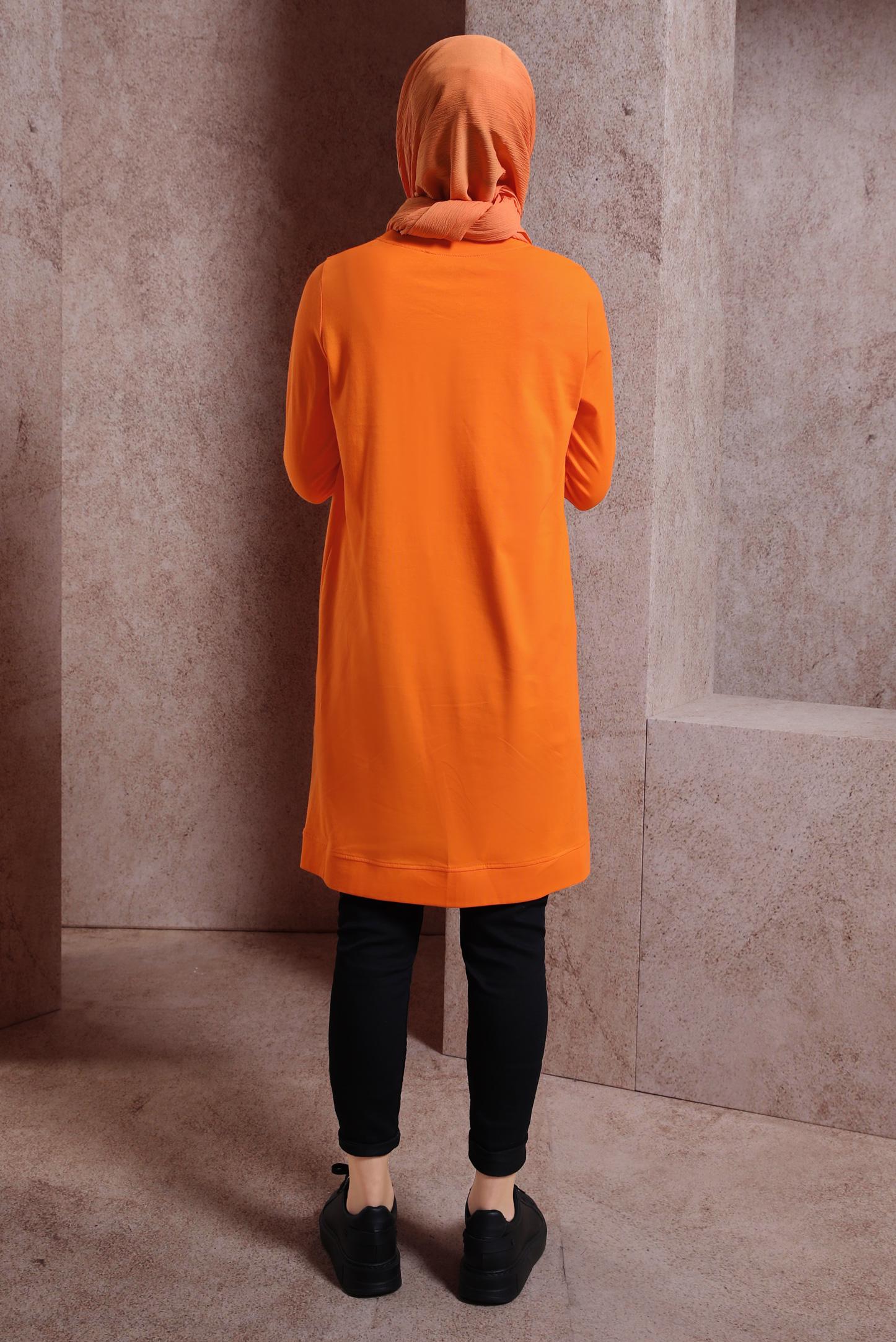 Tesettür giyim TURUNCU TAŞLI EŞOFMAN TUNİK 43847