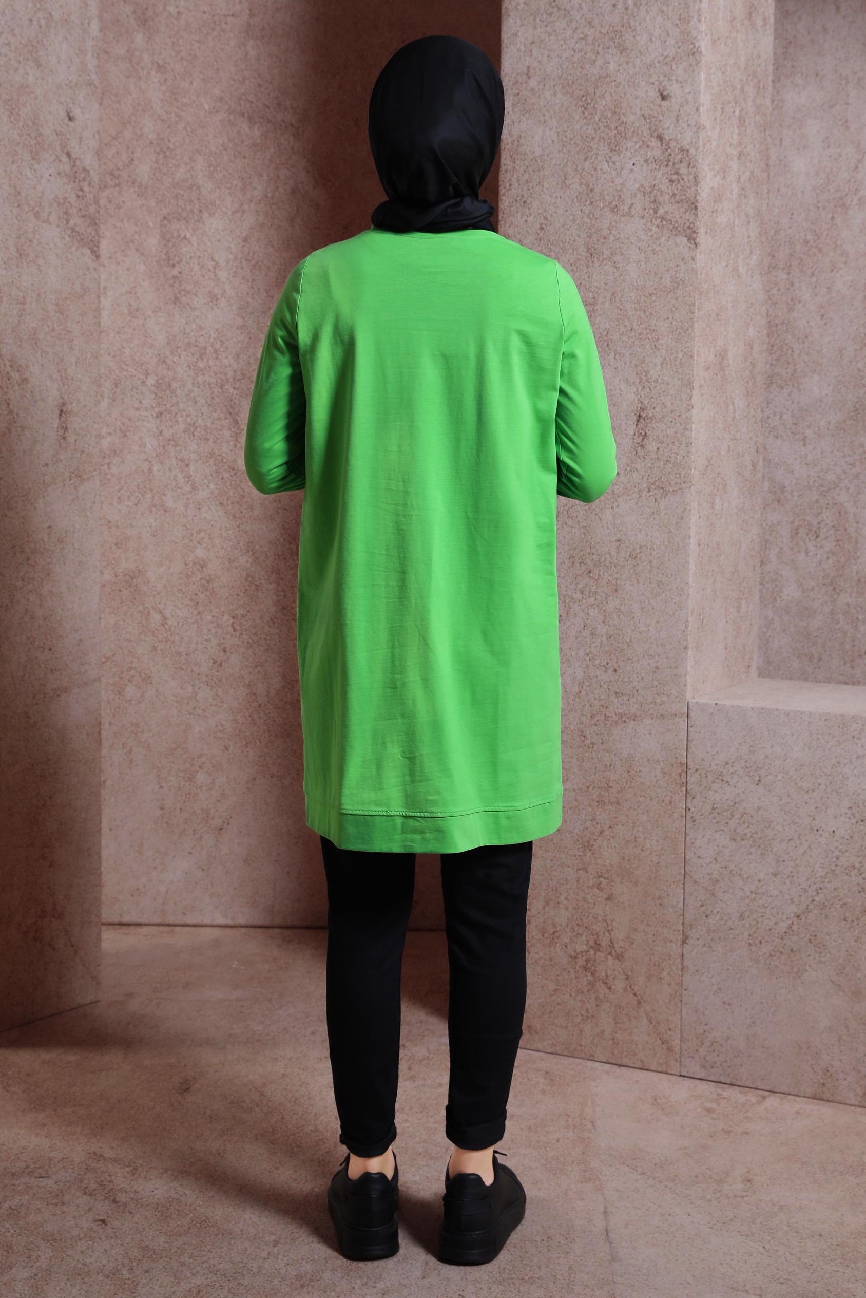 Tesettür giyim YEŞİL TAŞLI EŞOFMAN TUNİK 43847