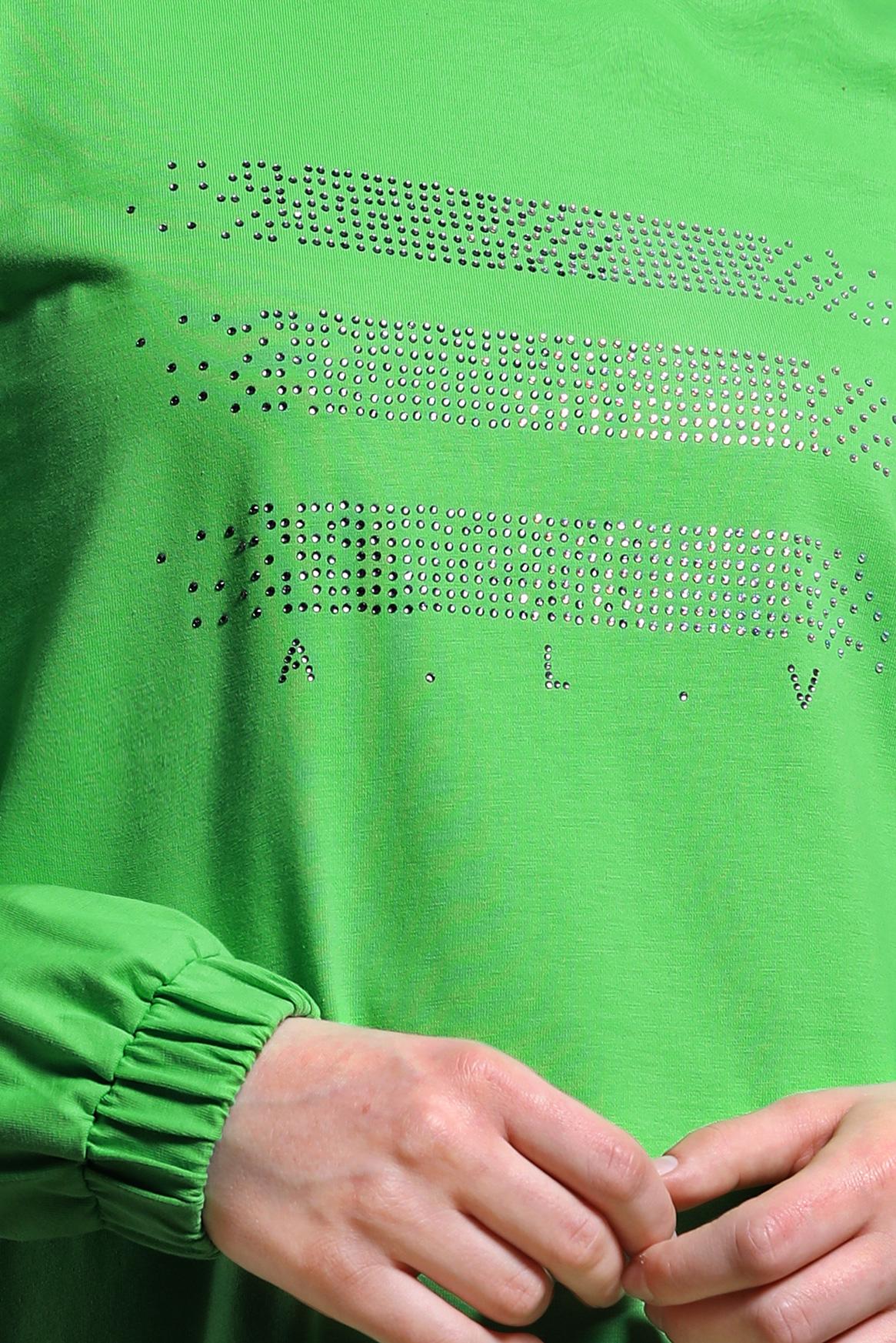 Tesettür giyim YEŞİL TAŞLI EŞOFMAN TUNİK 43847