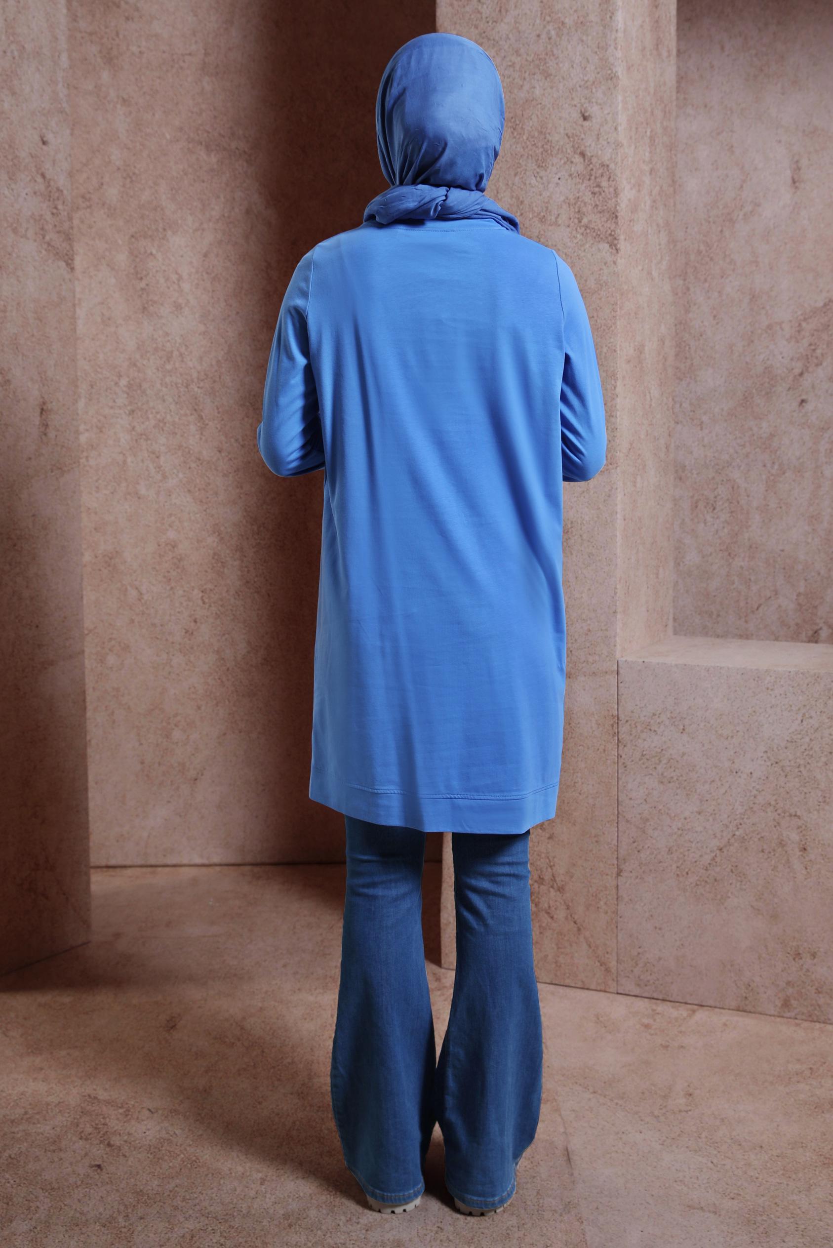 Tesettür giyim MAVİ TAŞLI EŞOFMAN TUNİK 43847