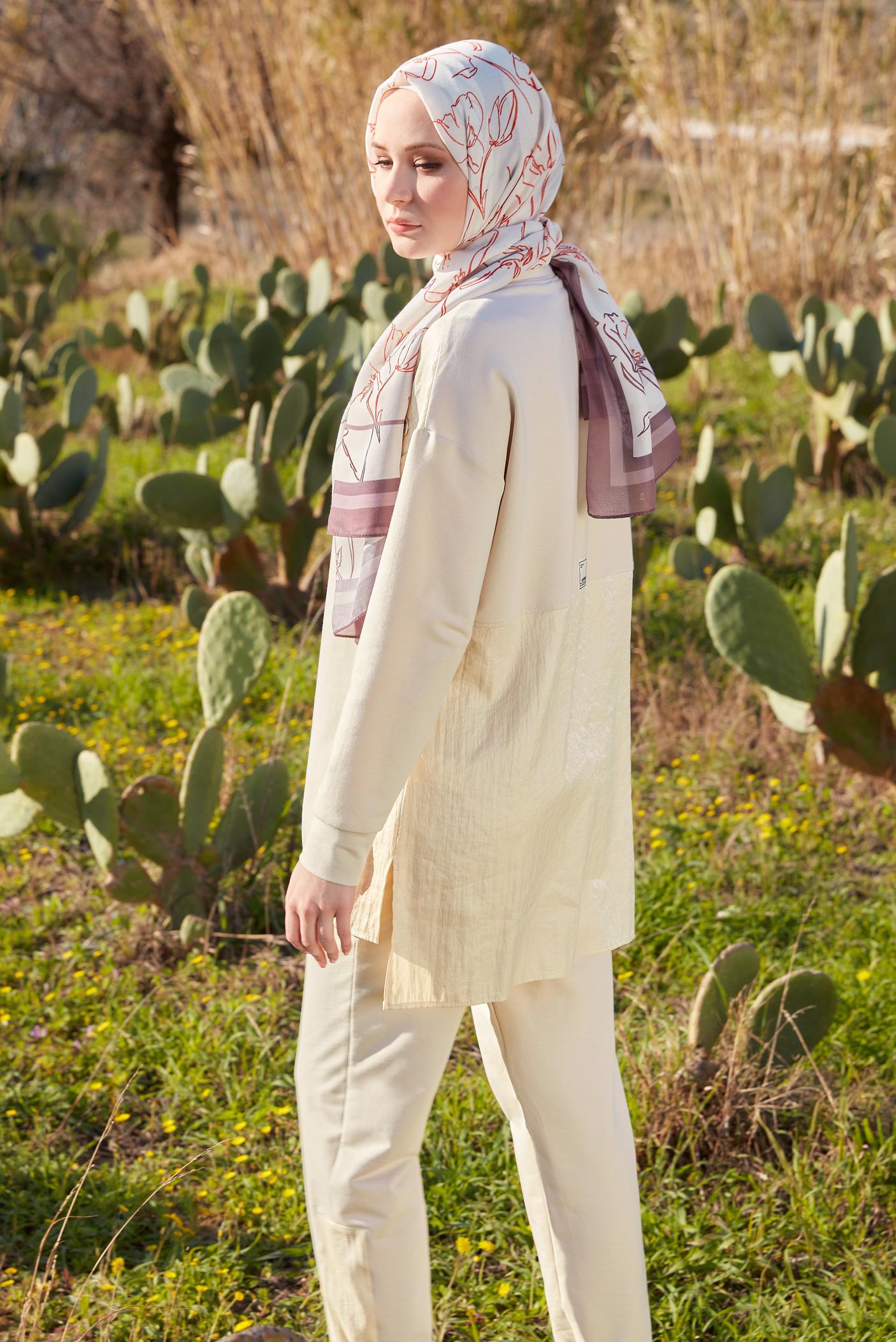 Tesettür giyim BEJ PANTOLONLU EŞOFMAN TAKIM 44400