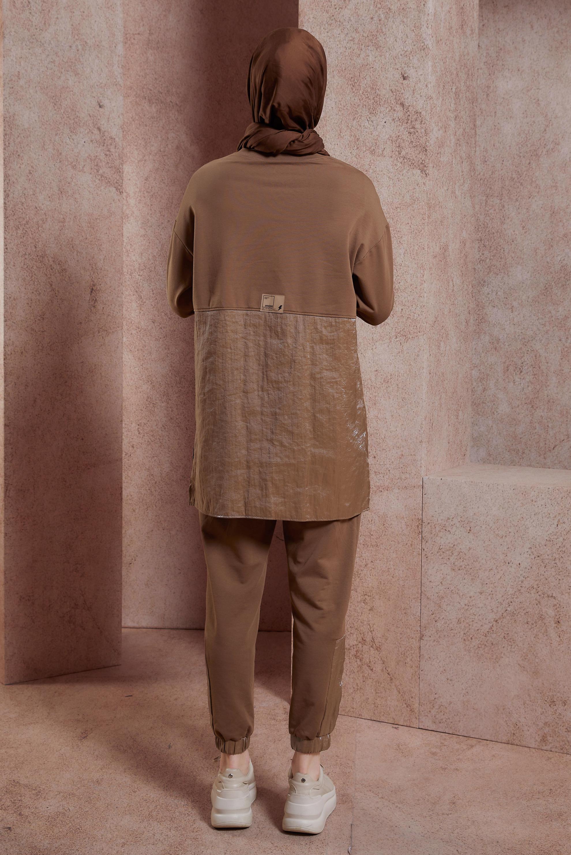 Tesettür giyim KAHVE PANTOLONLU EŞOFMAN TAKIM 44400