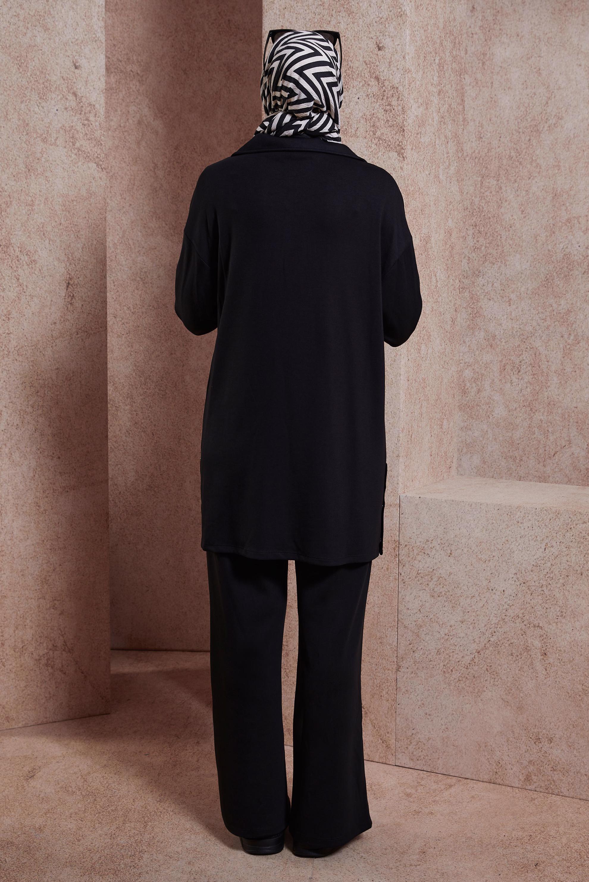 Tesettür giyim SİYAH PANTOLONLU EŞOFMAN TAKIM 44401