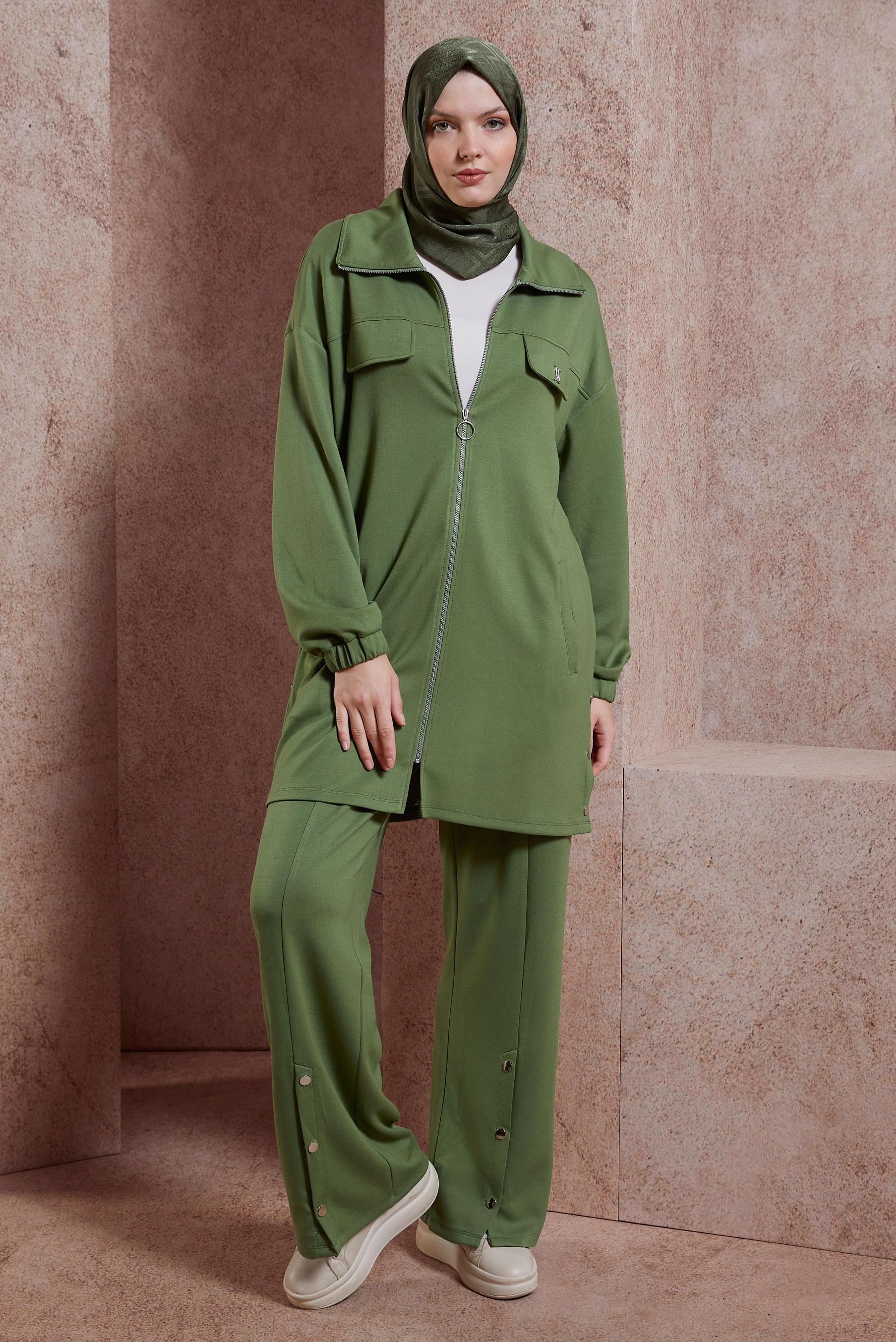 Tesettür giyim HAKİ PANTOLONLU EŞOFMAN TAKIM 44401