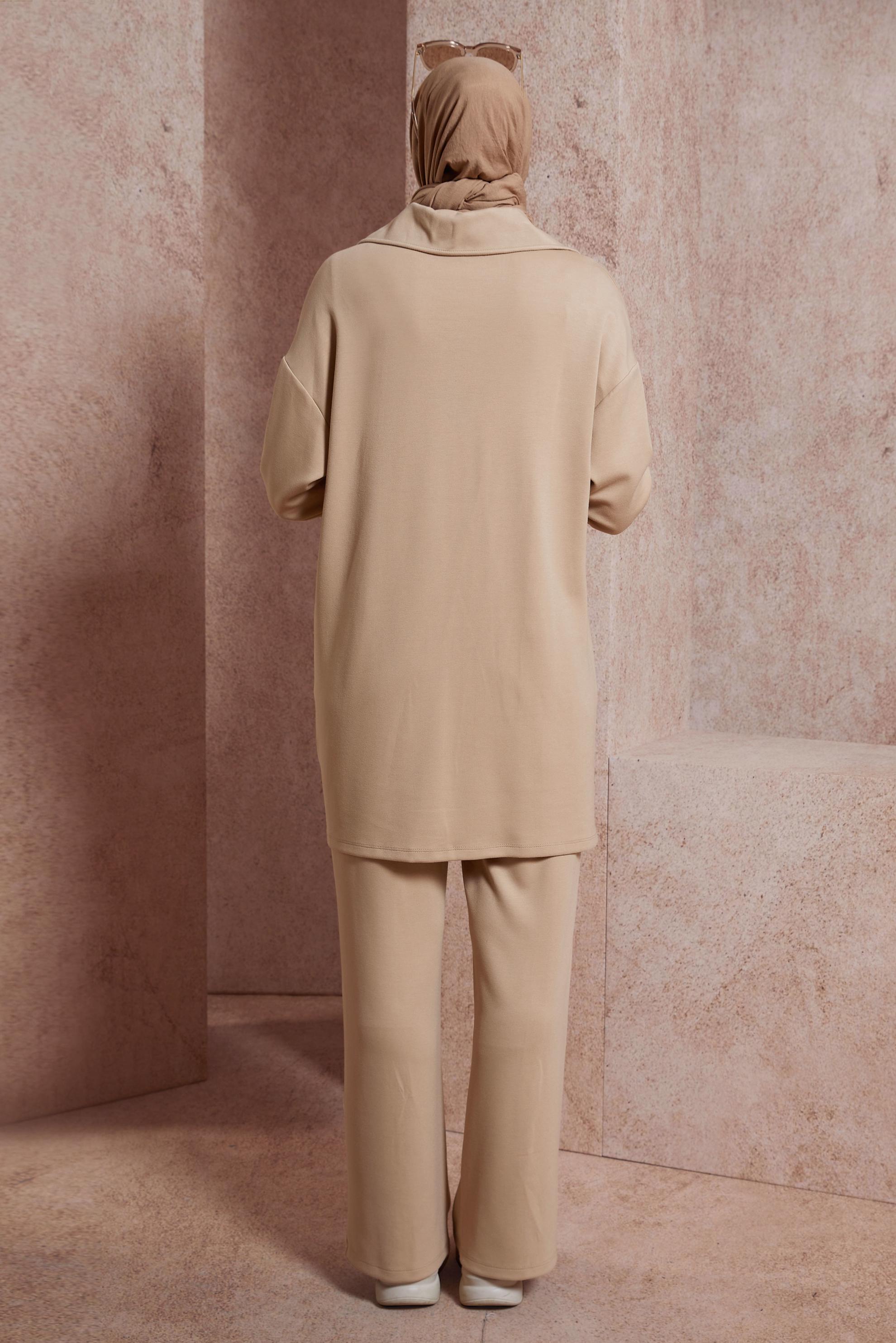 Tesettür giyim KAHVE PANTOLONLU EŞOFMAN TAKIM 44401