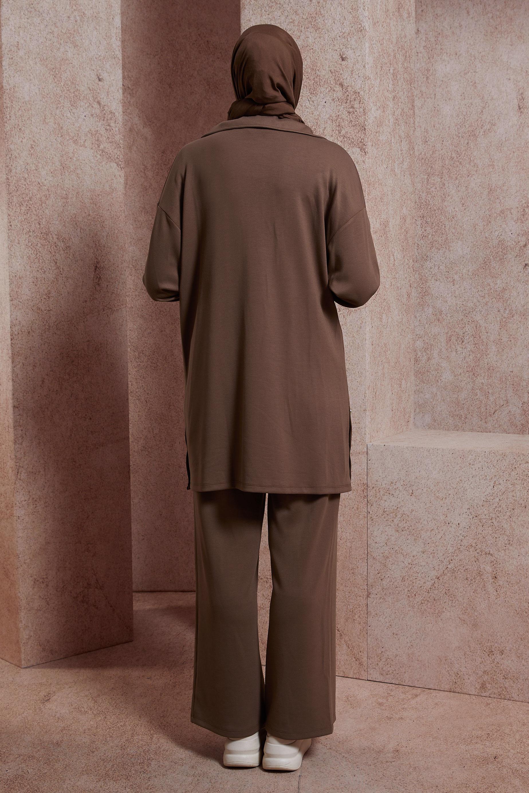 Tesettür giyim KAHVE PANTOLONLU EŞOFMAN TAKIM 44401