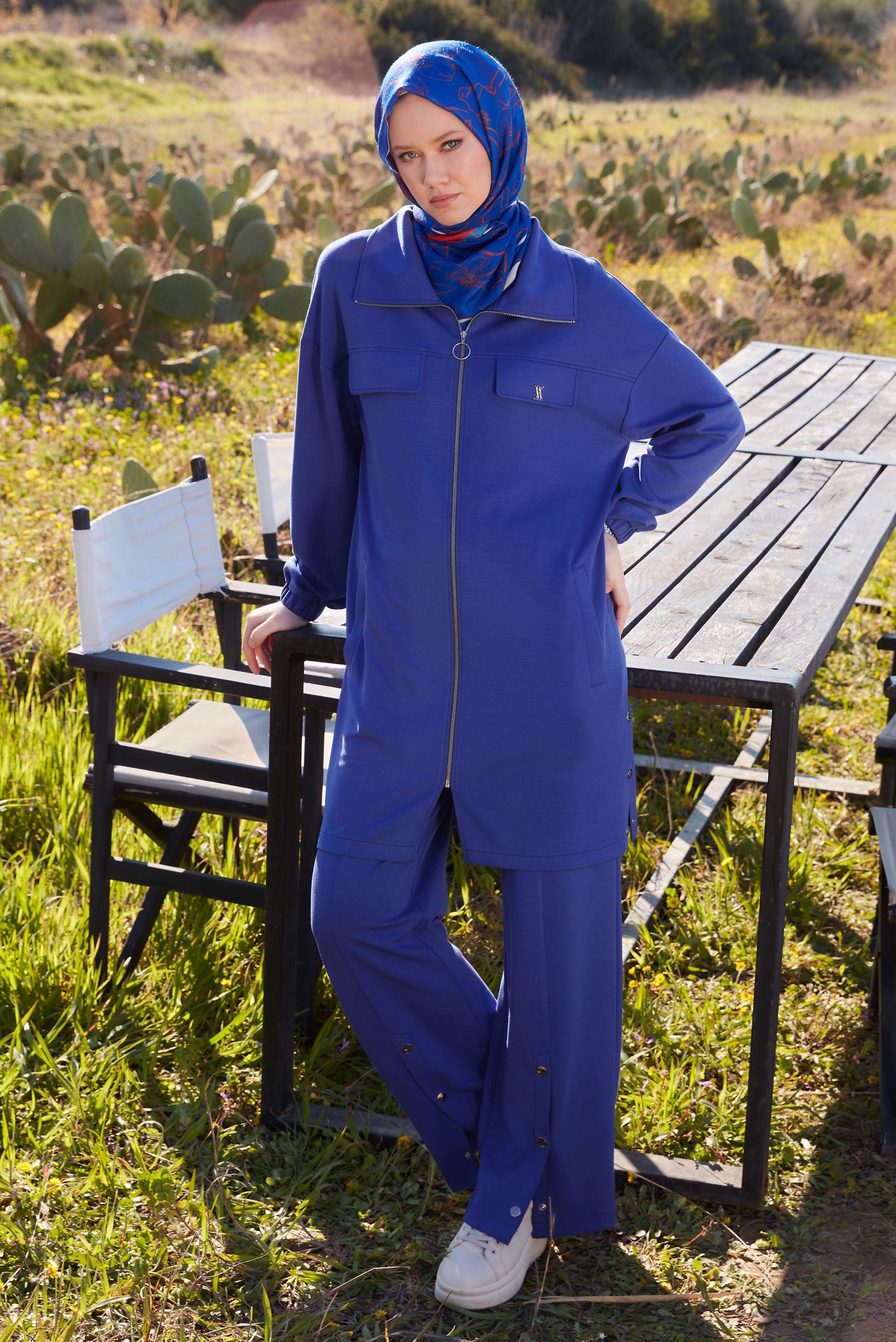 Tesettür giyim LACİVERT PANTOLONLU EŞOFMAN TAKIM 44401