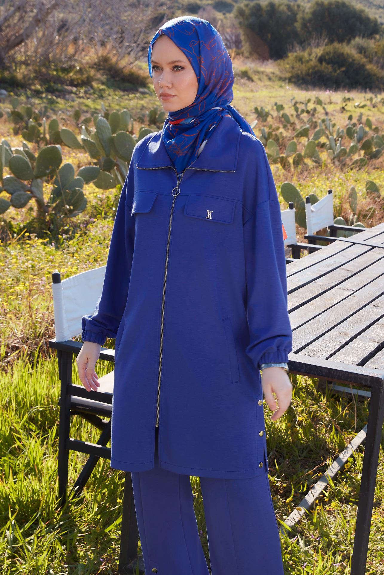 Tesettür giyim LACİVERT PANTOLONLU EŞOFMAN TAKIM 44401