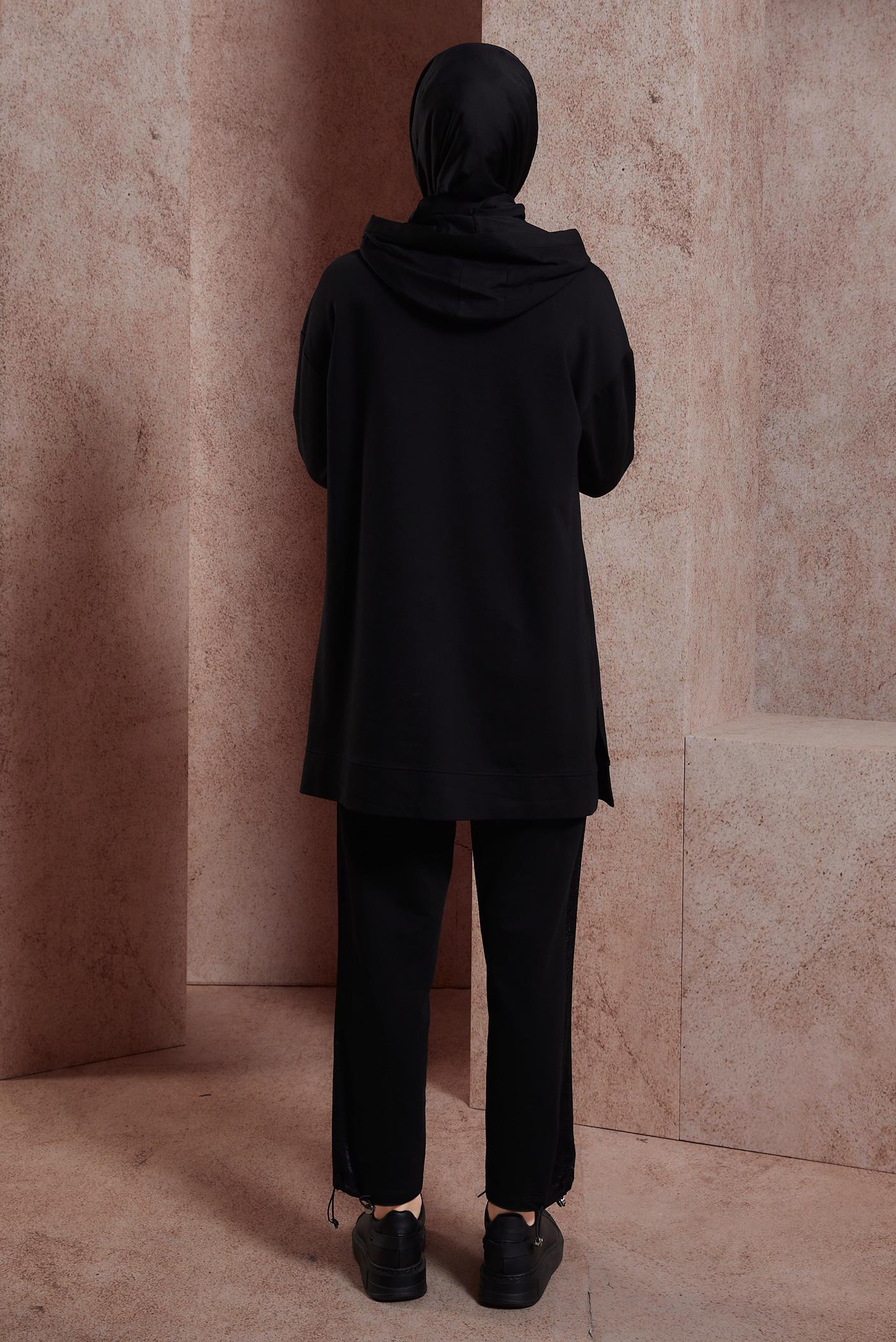 Tesettür giyim SİYAH PANTOLONLU EŞOFMAN TAKIM 44402