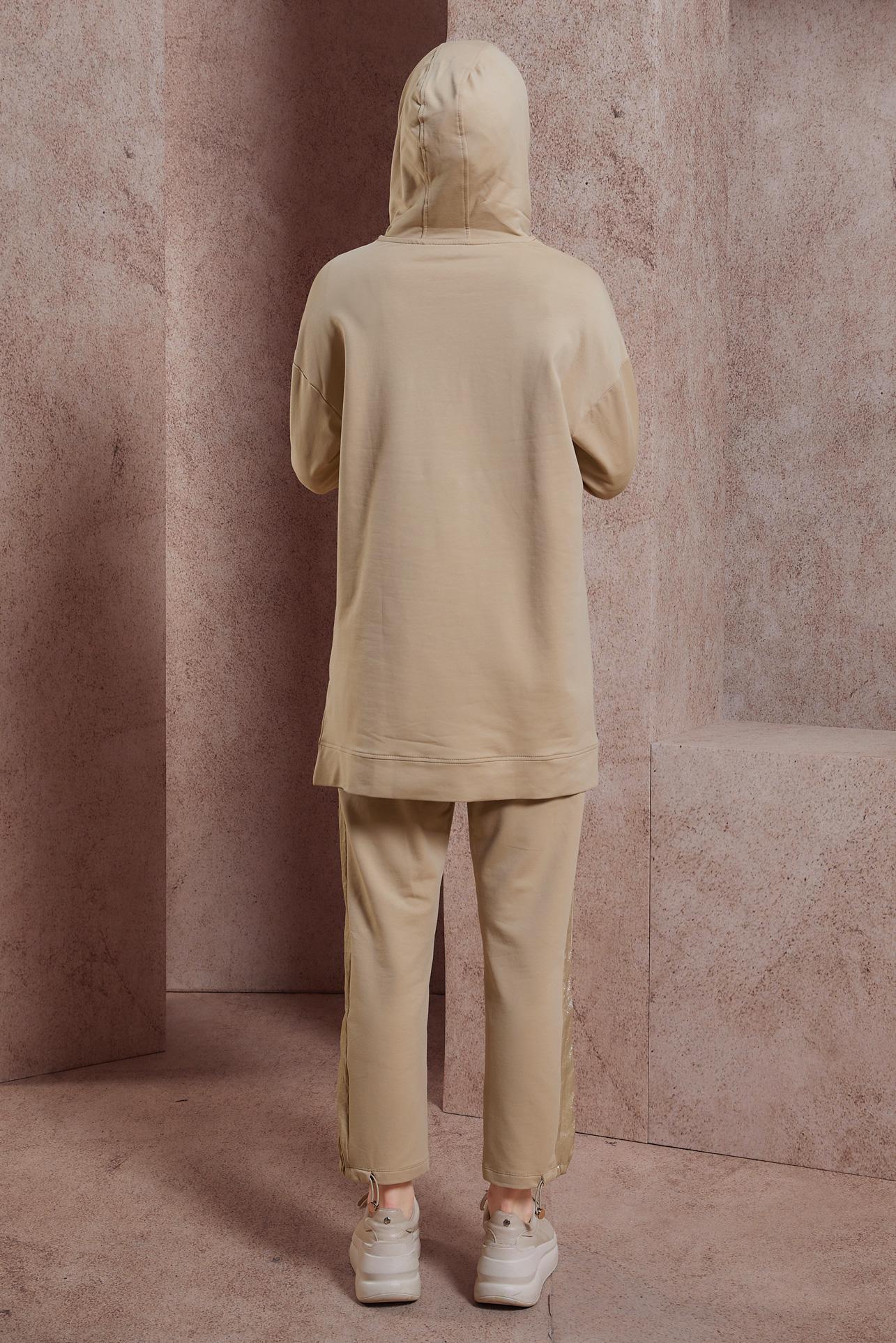 Tesettür giyim BEJ PANTOLONLU EŞOFMAN TAKIM 44402