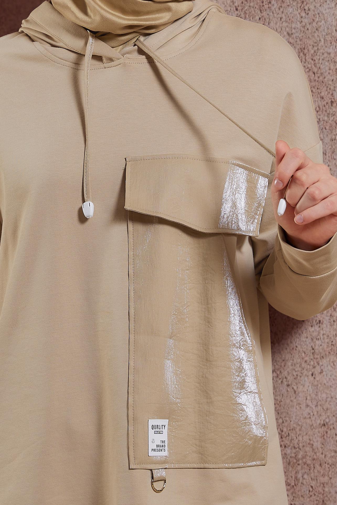 Tesettür giyim BEJ PANTOLONLU EŞOFMAN TAKIM 44402