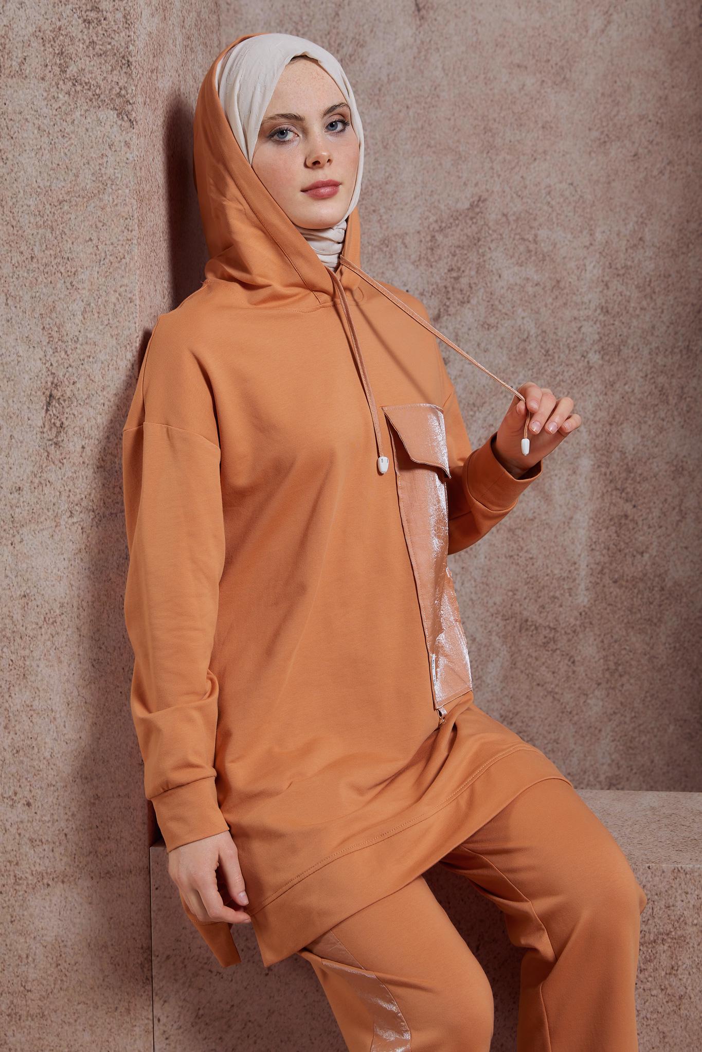 Tesettür giyim TURUNCU PANTOLONLU EŞOFMAN TAKIM 44402