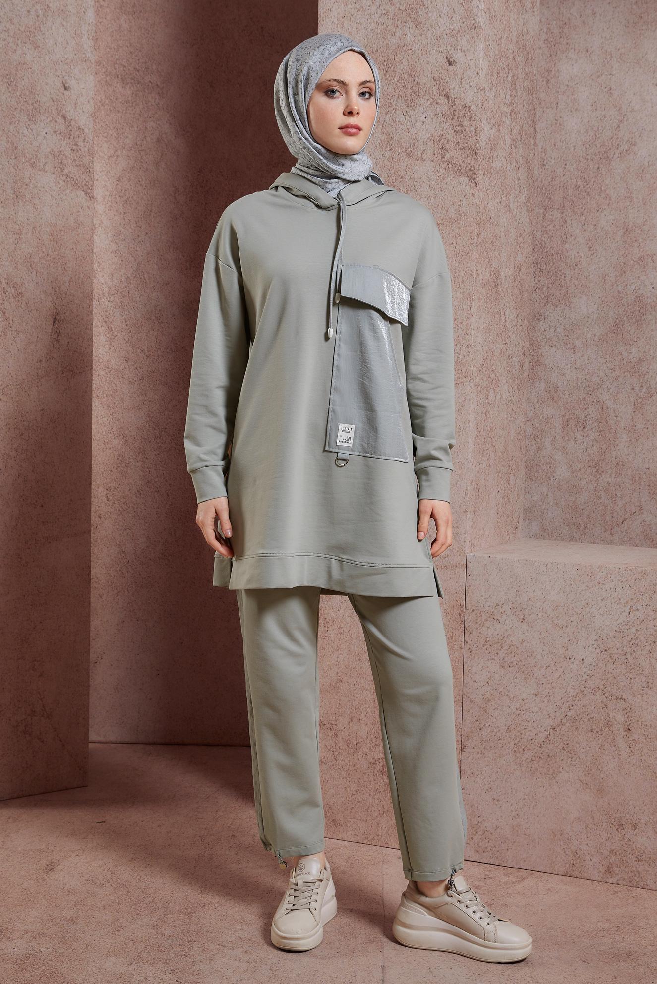 Tesettür giyim GÜMÜŞ PANTOLONLU EŞOFMAN TAKIM 44402
