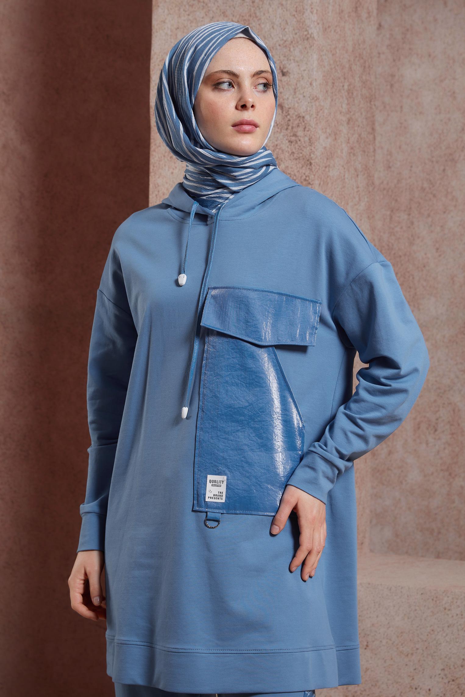 Tesettür giyim MAVİ PANTOLONLU EŞOFMAN TAKIM 44402