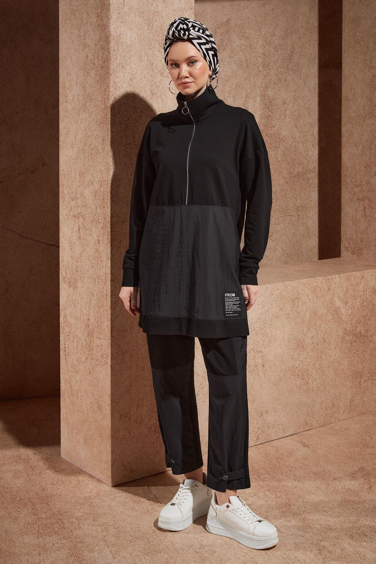 Tesettür giyim SİYAH PANTOLONLU EŞOFMAN TAKIM 44403