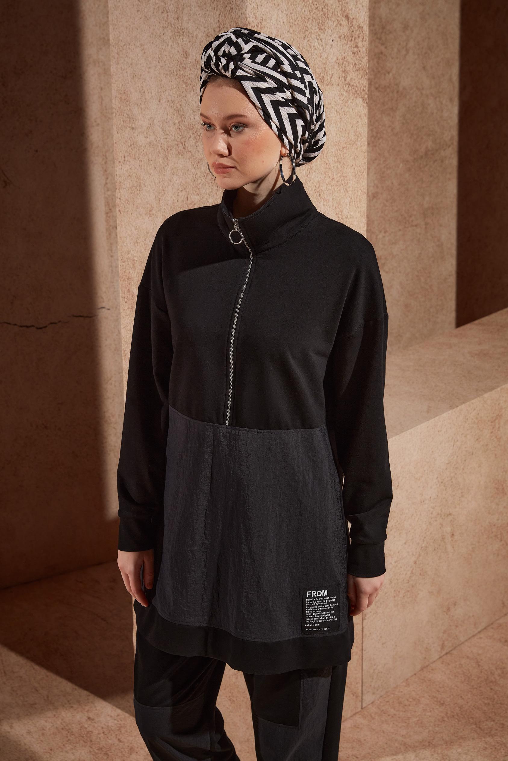 Tesettür giyim SİYAH PANTOLONLU EŞOFMAN TAKIM 44403