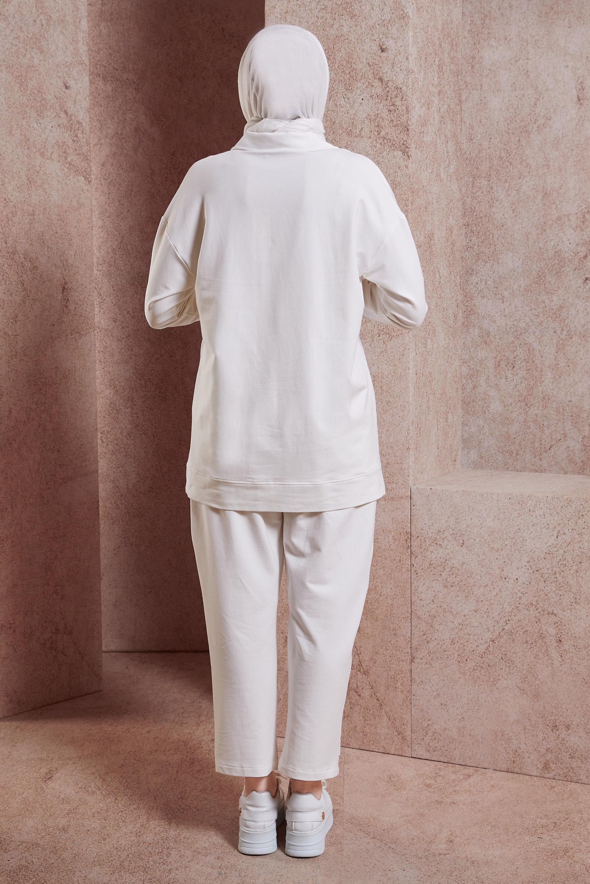 Tesettür giyim BEYAZ PANTOLONLU EŞOFMAN TAKIM 44403