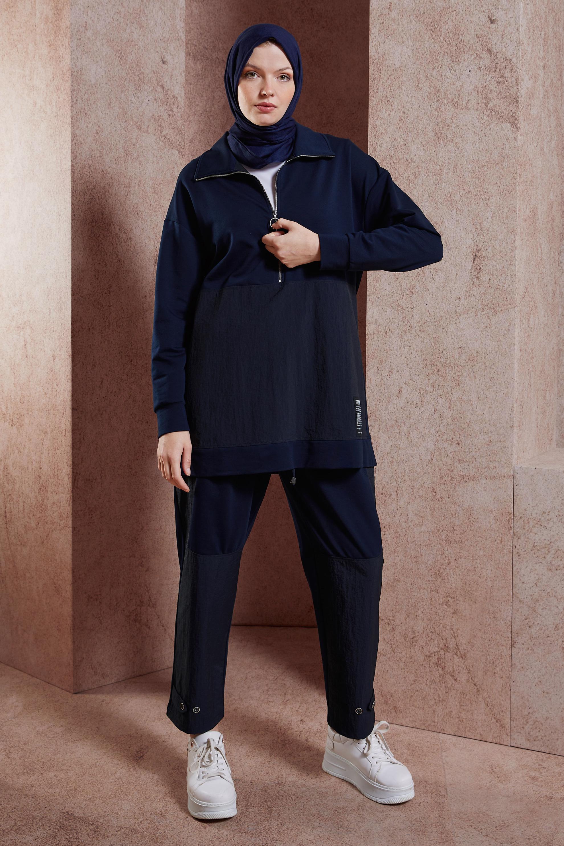 Tesettür giyim LACİVERT PANTOLONLU EŞOFMAN TAKIM 44403
