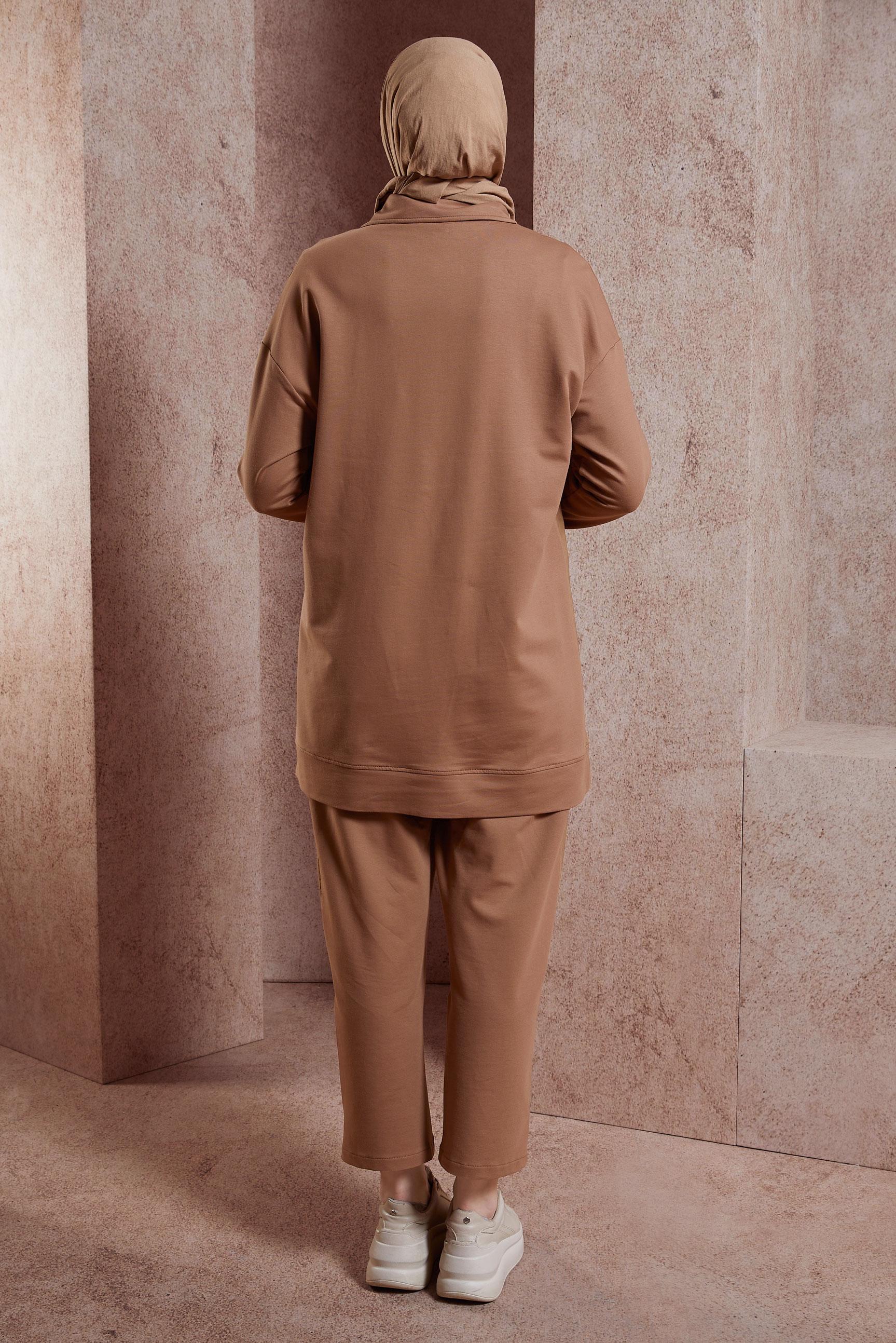 Tesettür giyim KAHVE PANTOLONLU EŞOFMAN TAKIM 44403