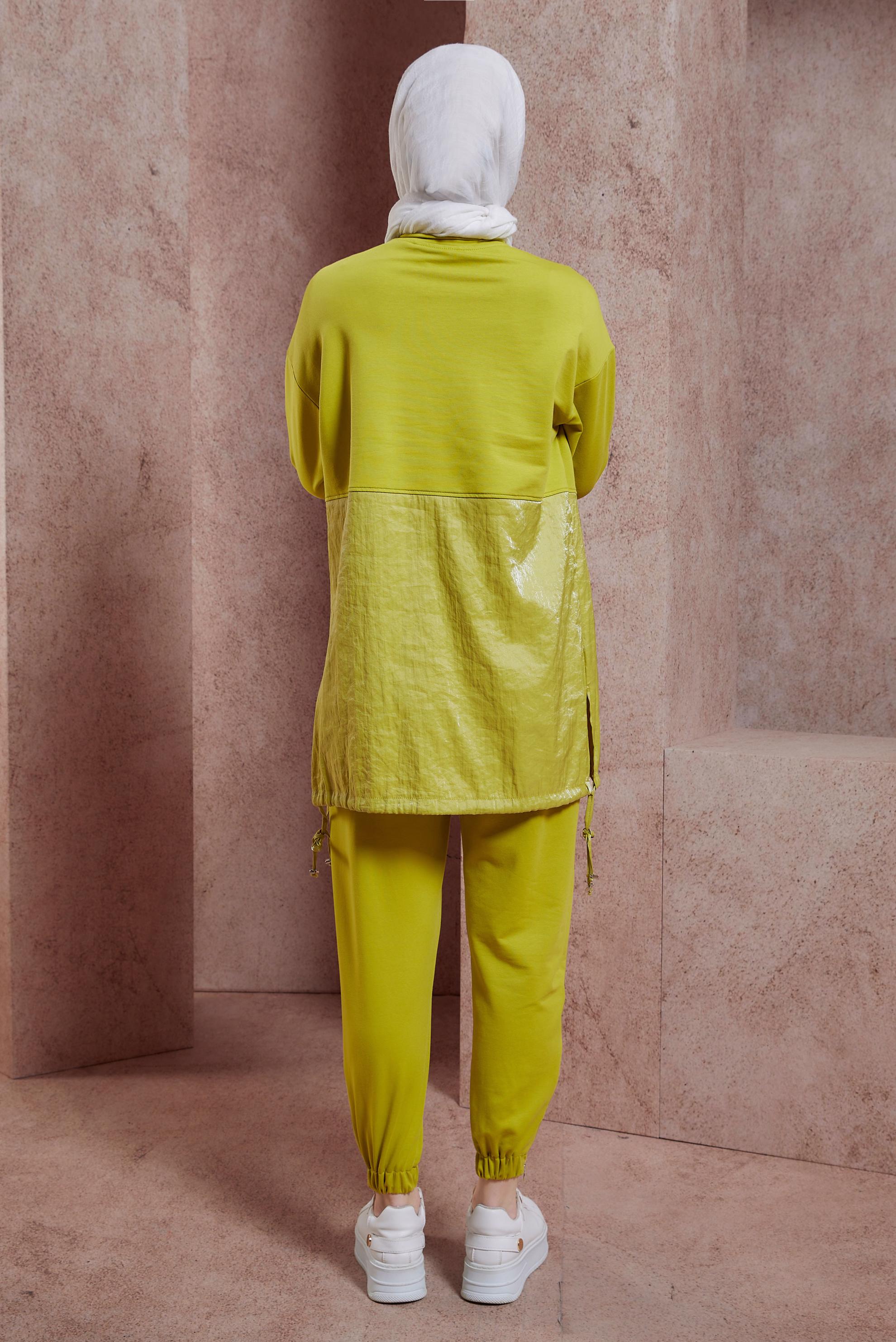 Tesettür giyim YEŞİL YAZI BASKILI PANTOLONLU EŞOFMAN TAKIM 44405