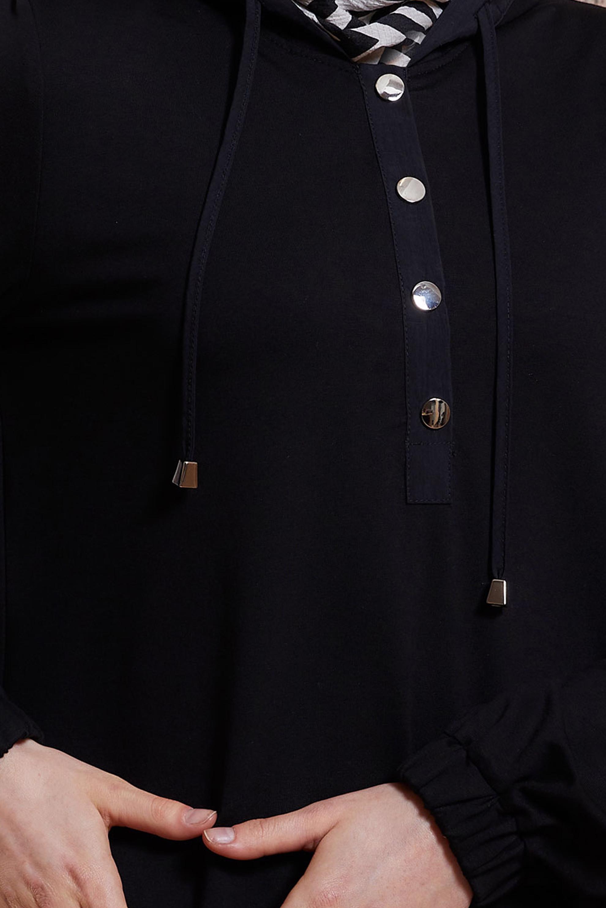 Tesettür giyim SİYAH KAPÜŞONLU EŞOFMAN ELBİSE 44407