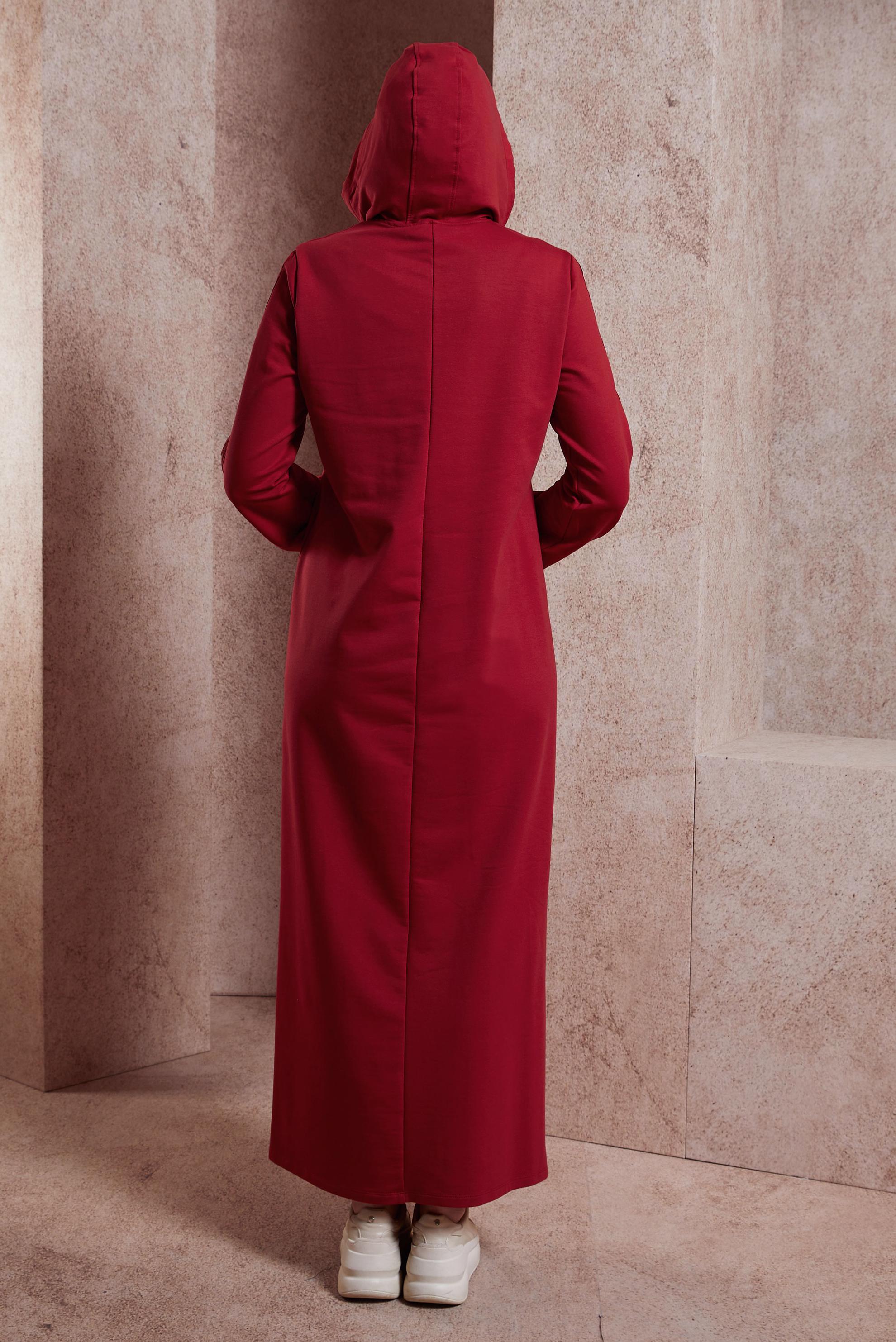 Vêtements hijab ROUGE ROBE DE SURVÊTEMENT À CAPUCHE 44407