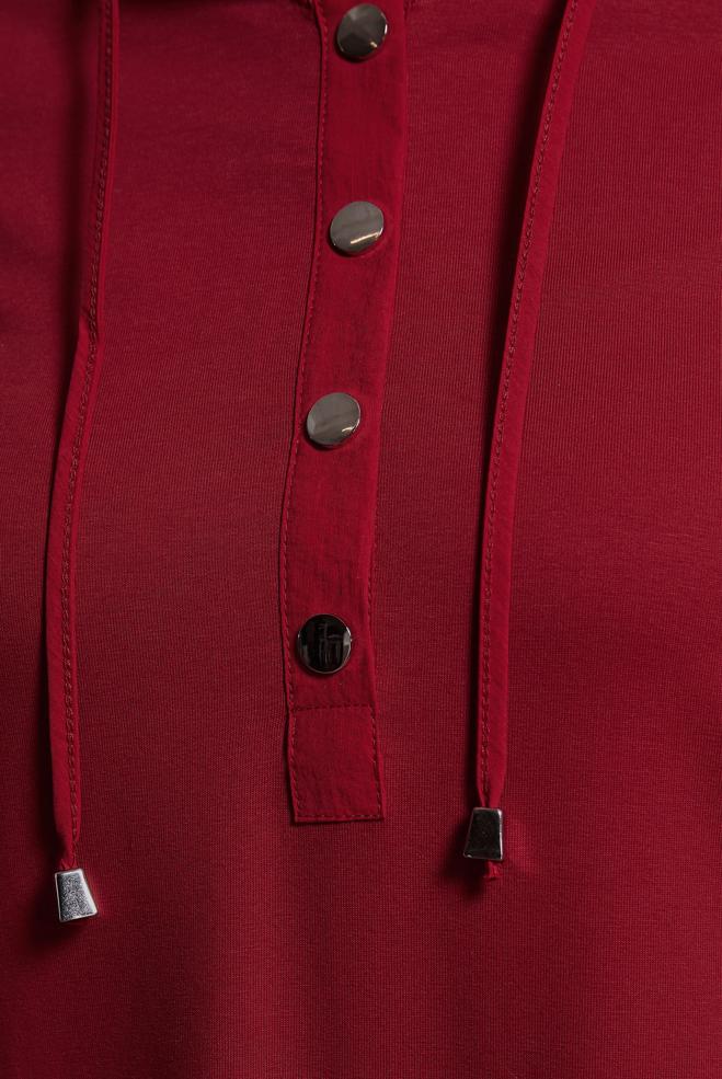 Tesettür giyim KIRMIZI KAPÜŞONLU EŞOFMAN ELBİSE 44407 - ALVİNA