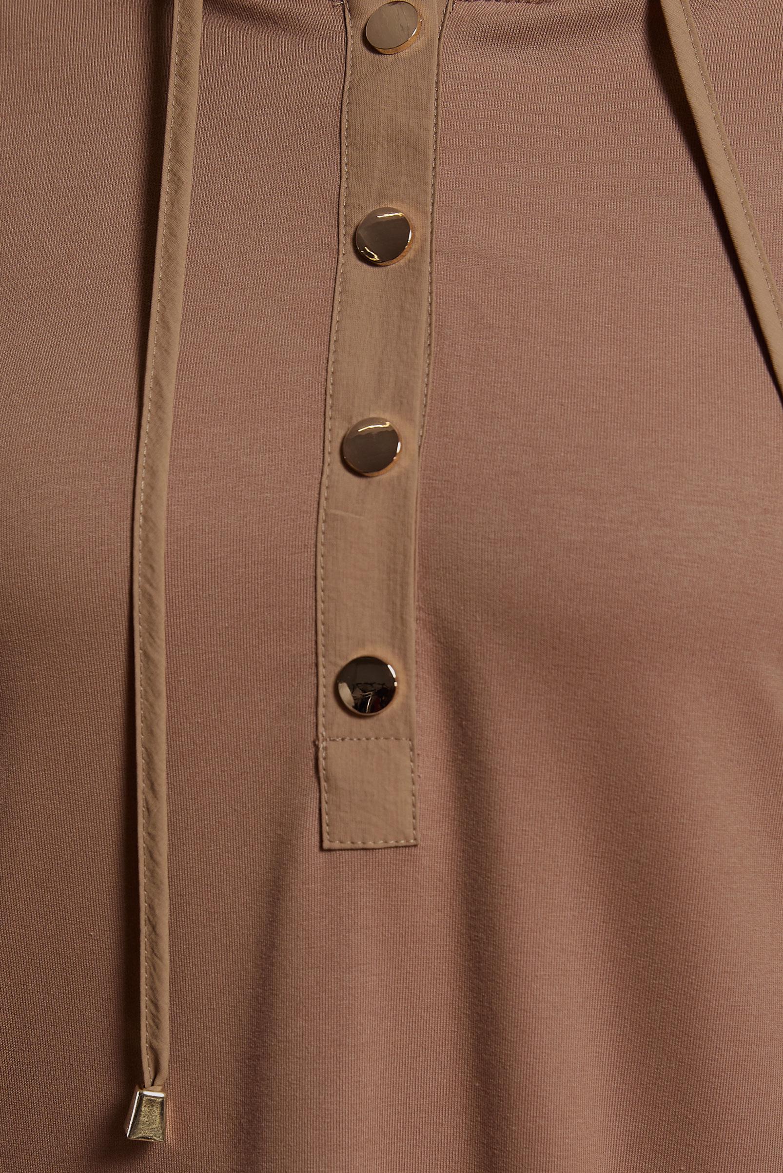 Tesettür giyim KAHVE KAPÜŞONLU EŞOFMAN ELBİSE 44407