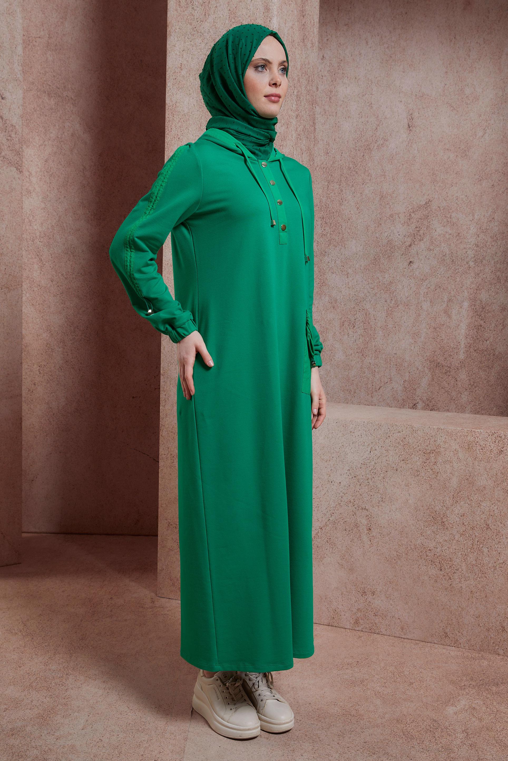 Vêtements hijab VERT ROBE DE SURVÊTEMENT À CAPUCHE 44407