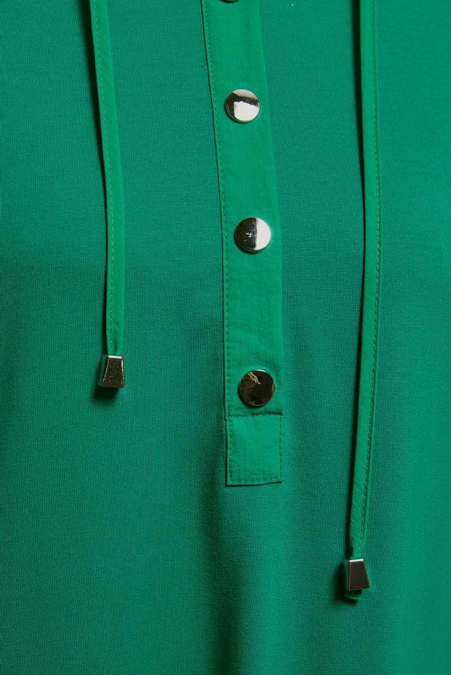 Tesettür giyim YEŞİL KAPÜŞONLU EŞOFMAN ELBİSE 44407 - ALVİNA