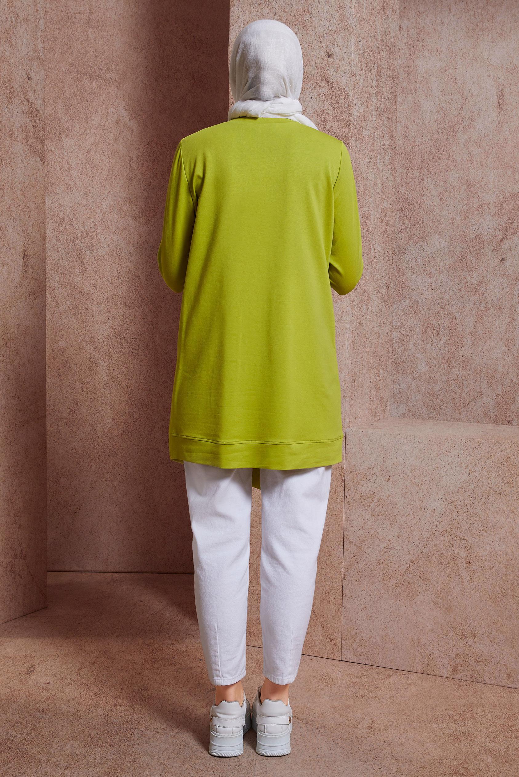 Tesettür giyim YEŞİL PÜSKÜLLÜ EŞOFMAN TUNİK 44442