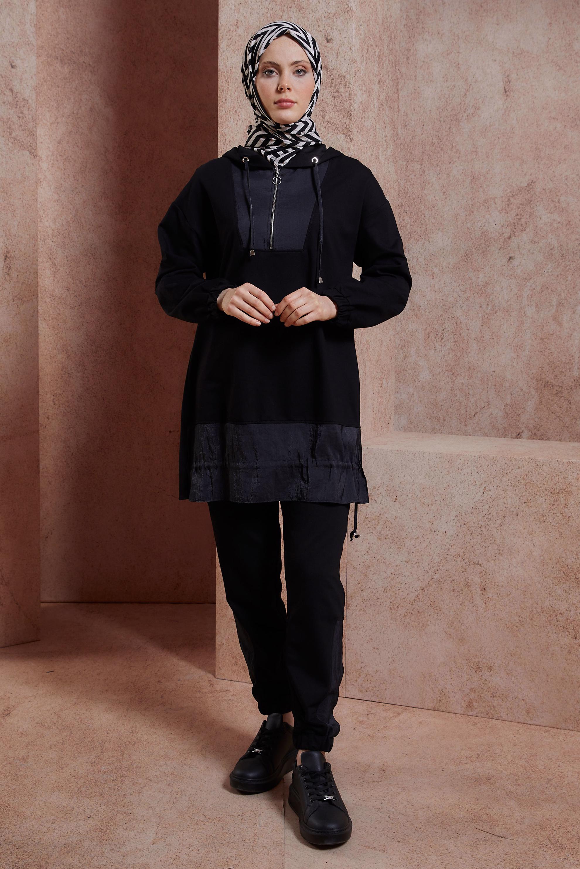 Tesettür giyim SİYAH PANTOLONLU EŞOFMAN TAKIM 44444