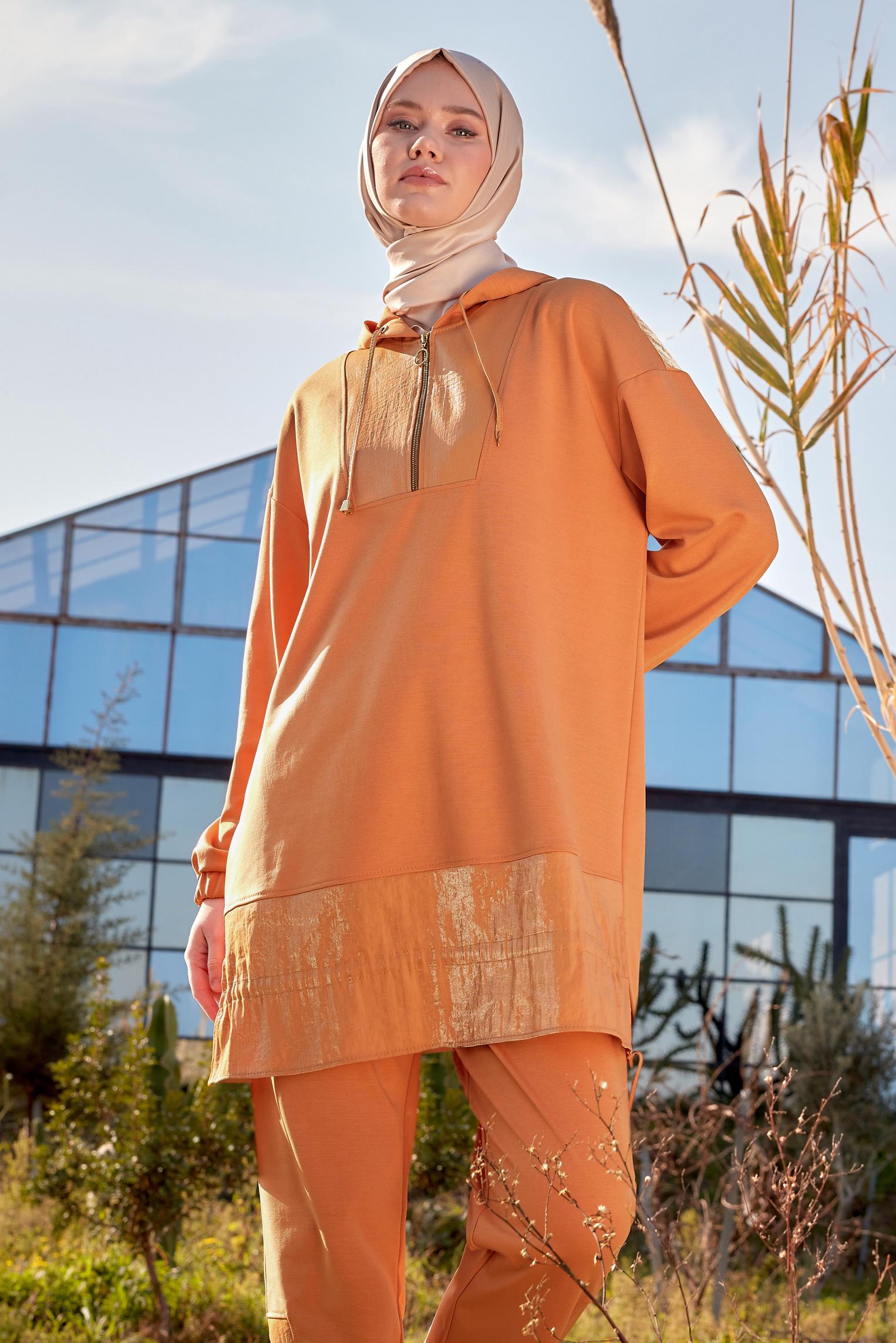 Tesettür giyim TURUNCU PANTOLONLU EŞOFMAN TAKIM 44444