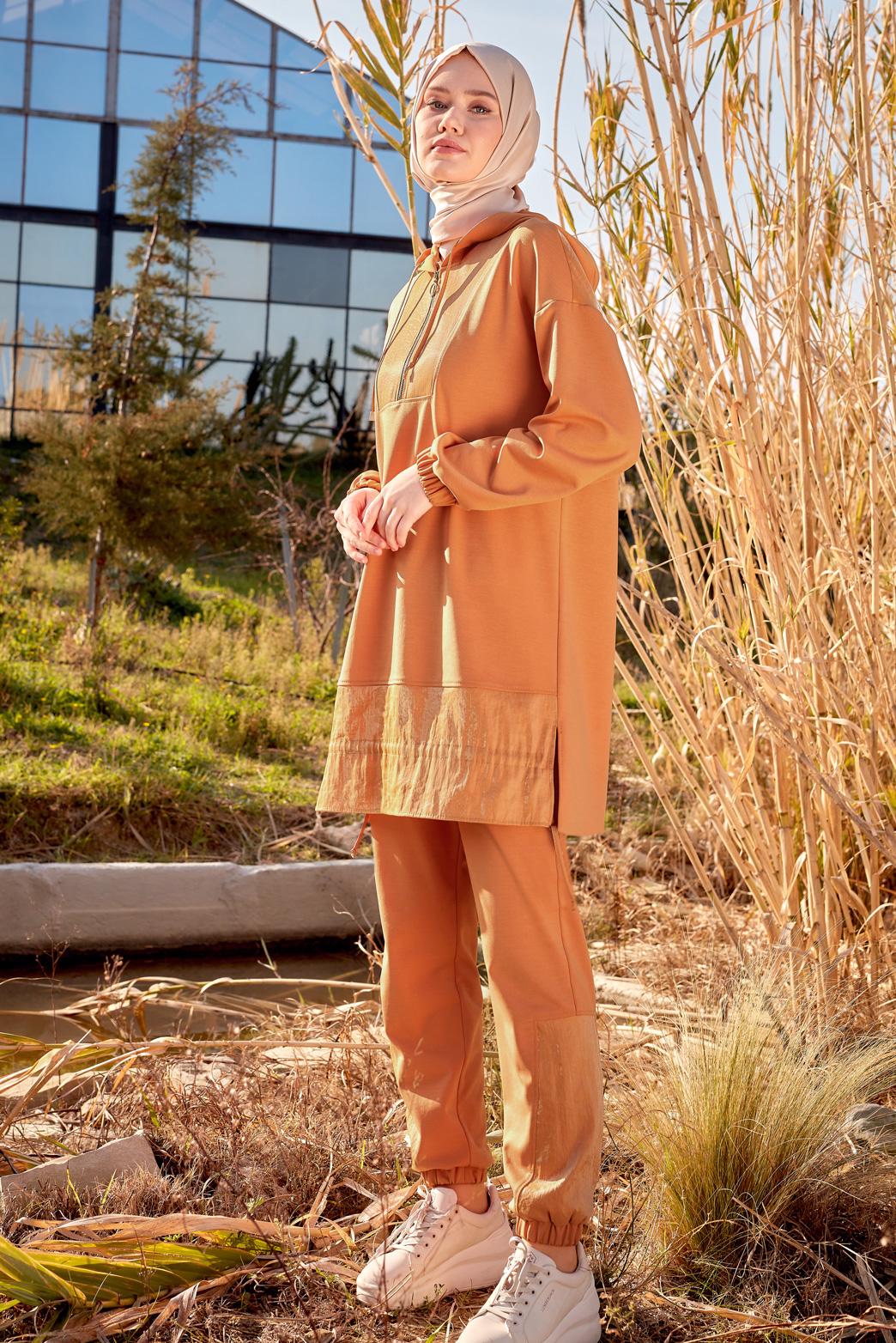 Tesettür giyim TURUNCU PANTOLONLU EŞOFMAN TAKIM 44444