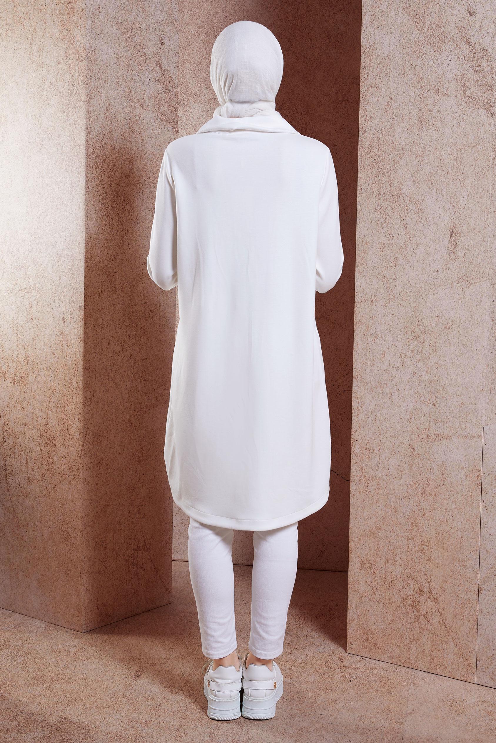 Tesettür giyim BEYAZ TAŞ DETAYLI EŞOFMAN TUNİK 44451