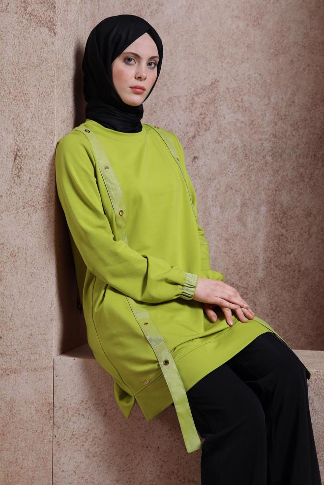 Tesettür giyim  KUŞGÖZÜ DETAYLI EŞOFMAN TUNİK 44452 - ALVİNA