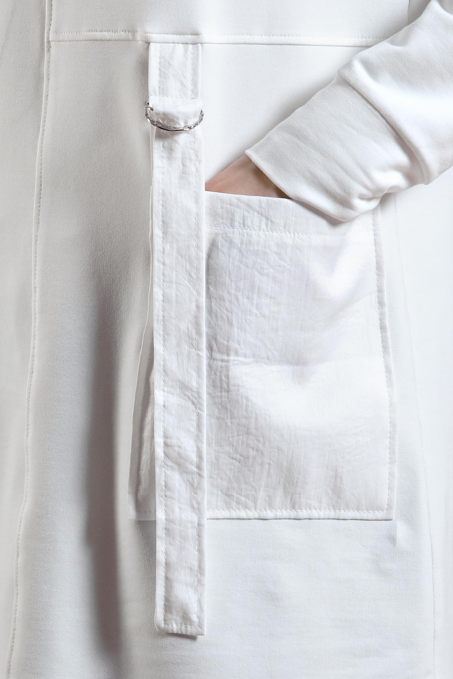 Tesettür giyim BEYAZ KAPÜŞONLU EŞOFMAN TUNİK 44453