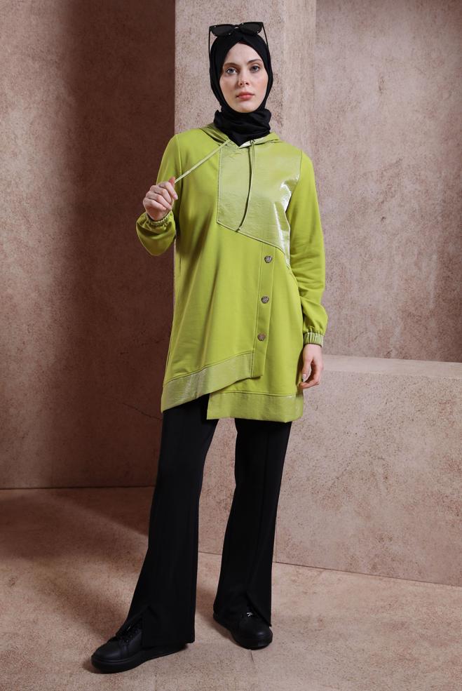 Tesettür giyim  KAPÜŞONLU EŞOFMAN TUNİK 44484 - ALVİNA
