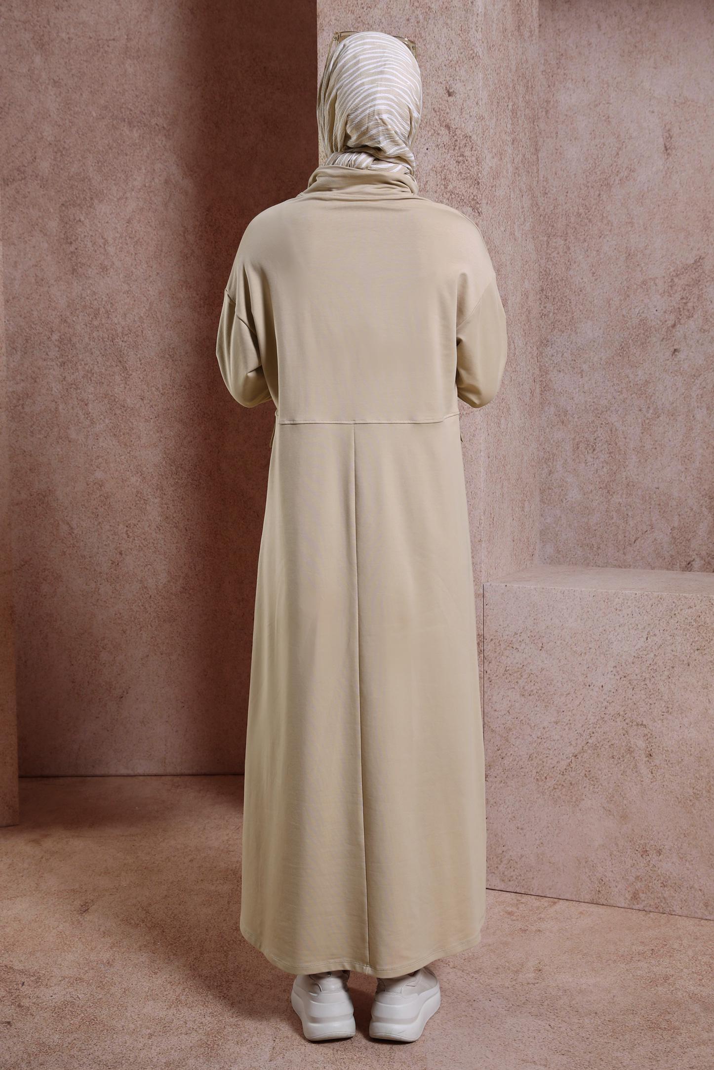 Vêtements hijab BEIGE ROBE DE SURVÊTEMENT AVEC POCHE 44486