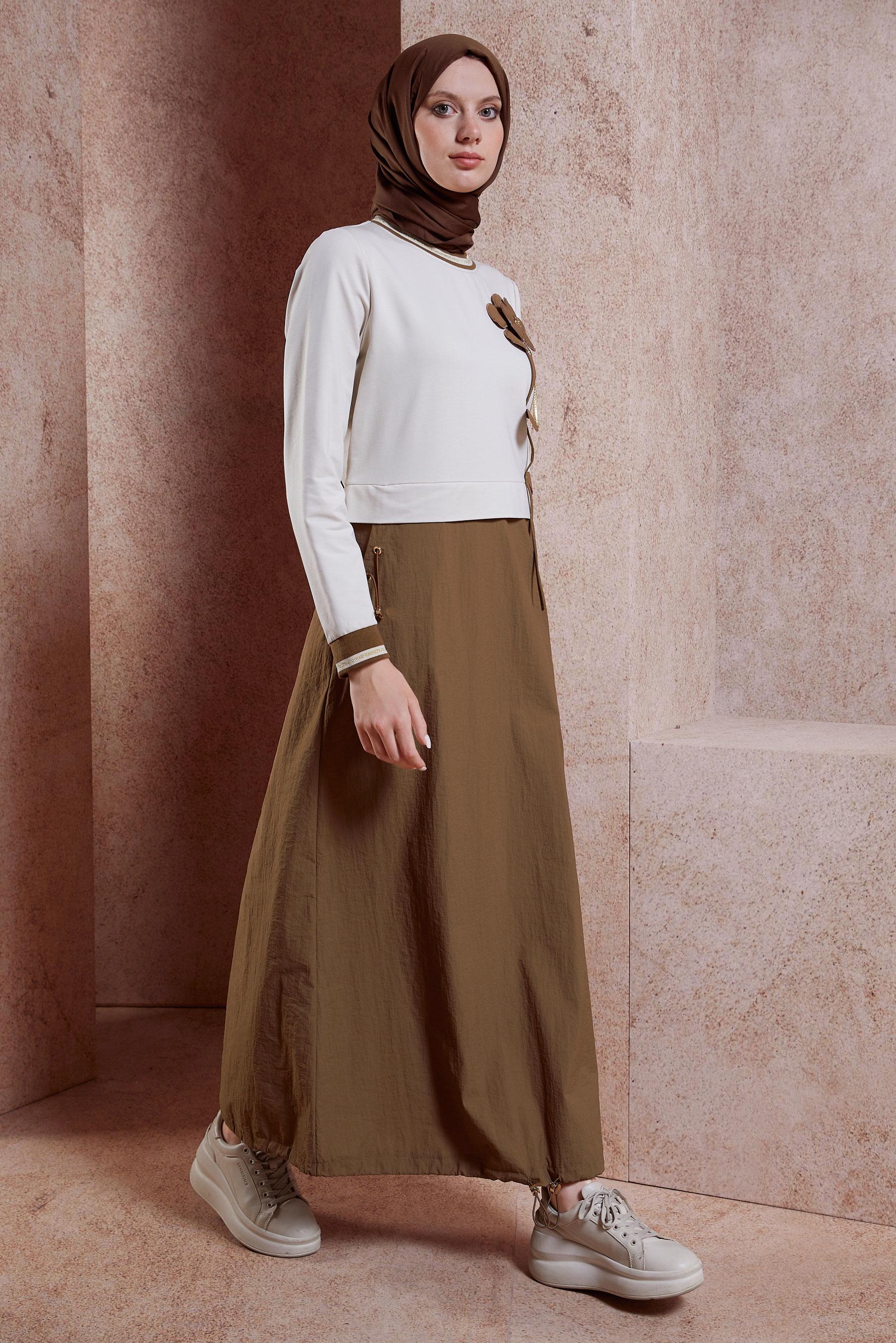 Vêtements hijab BRUN ROBE DE SURVÊTEMENT EN COTON 44514