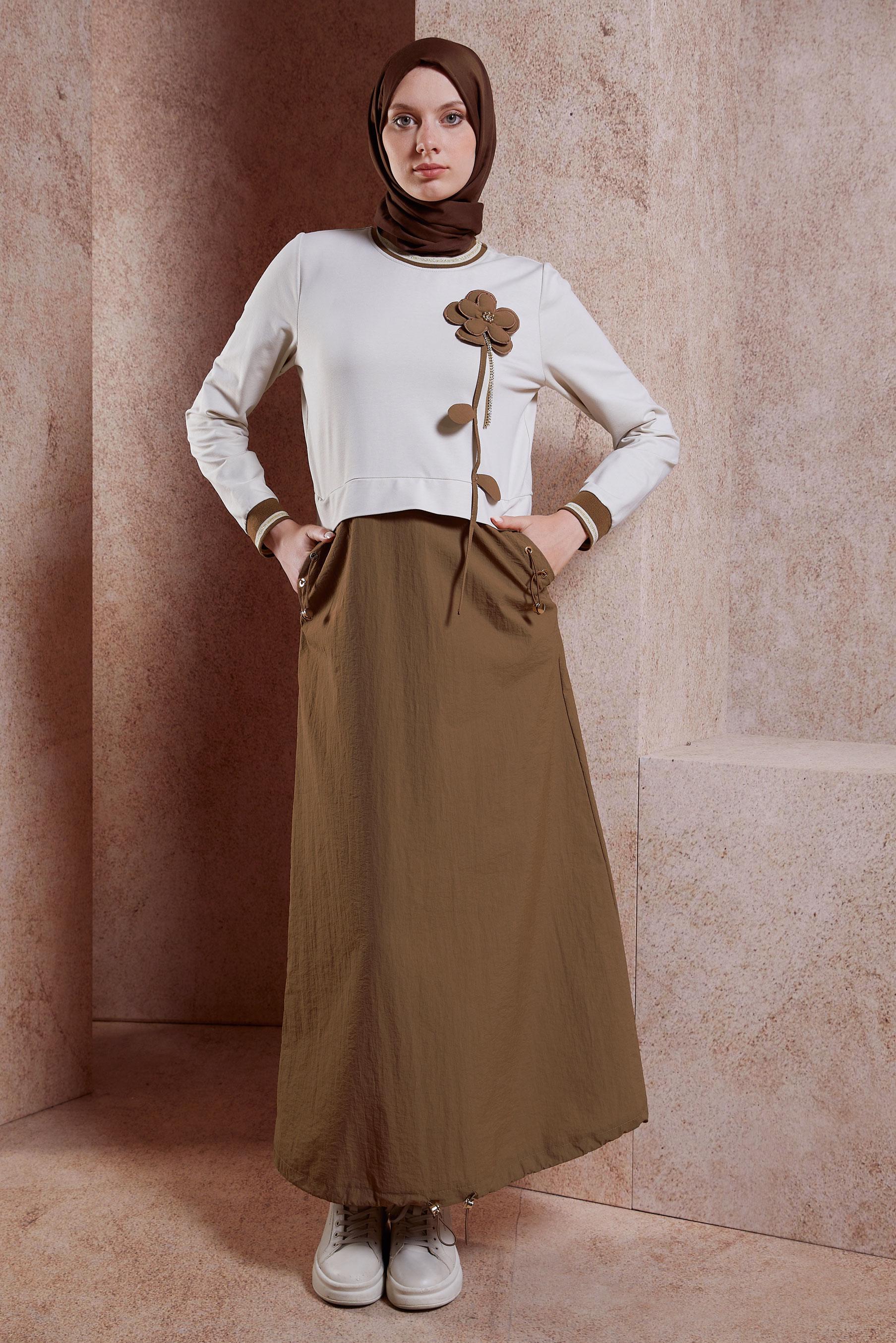 Vêtements hijab BRUN ROBE DE SURVÊTEMENT EN COTON 44514