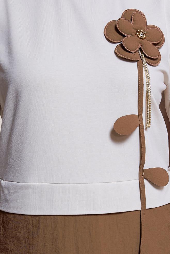 Tesettür giyim KAHVE PAMUKLU TESETTÜR EŞOFMAN ELBİSE 44514 - ALVİNA