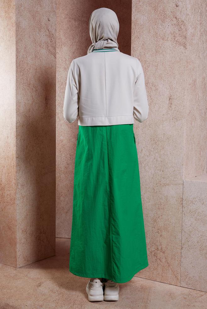 Tesettür giyim YEŞİL PAMUKLU TESETTÜR EŞOFMAN ELBİSE 44514 - ALVİNA