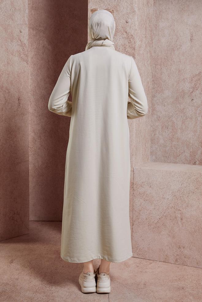Vêtements hijab BEIGE ROBE DE SURVÊTEMENT 44515 - ALVİNA