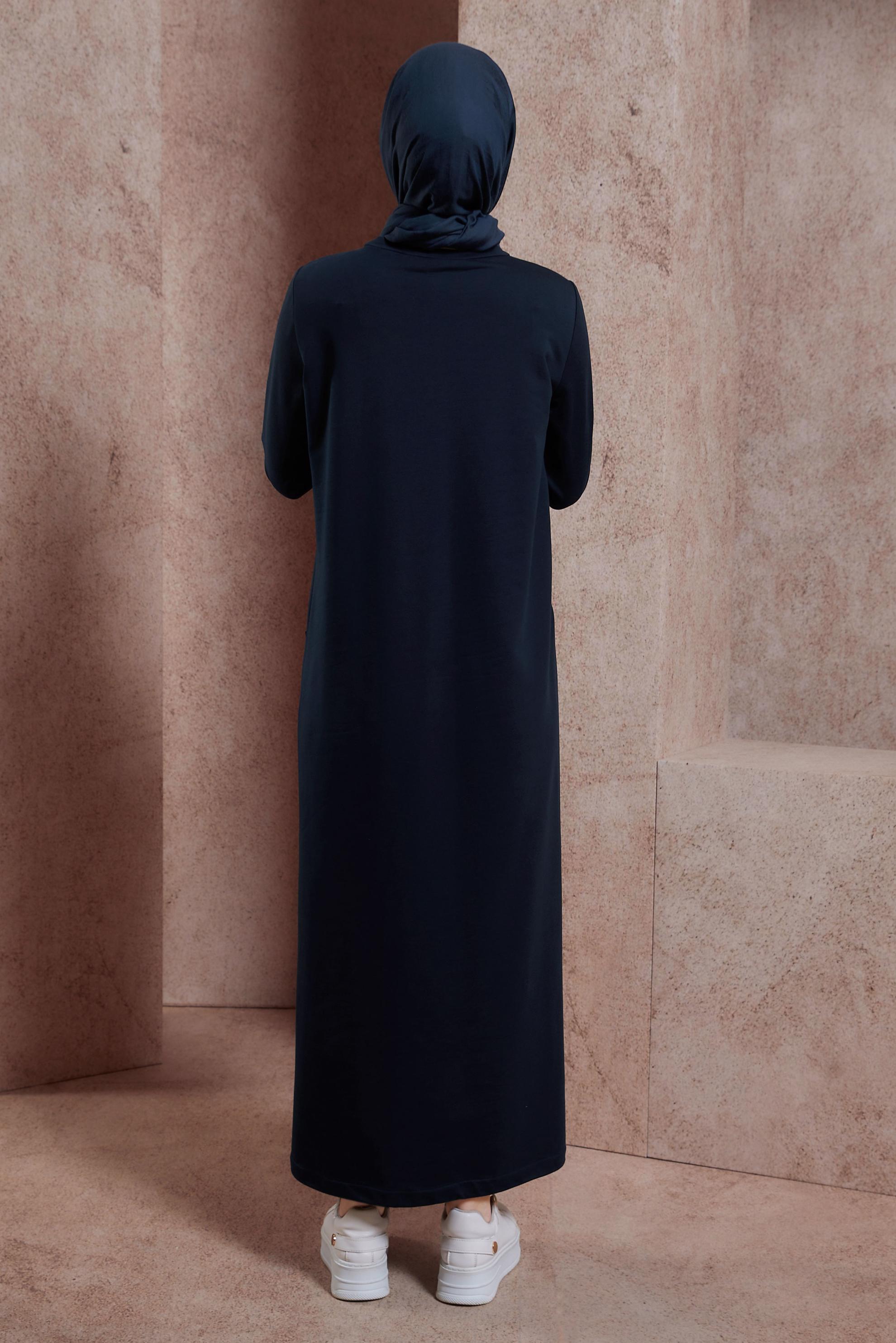 Tesettür giyim LACİVERT CEPLİ EŞOFMAN ELBİSE 44515