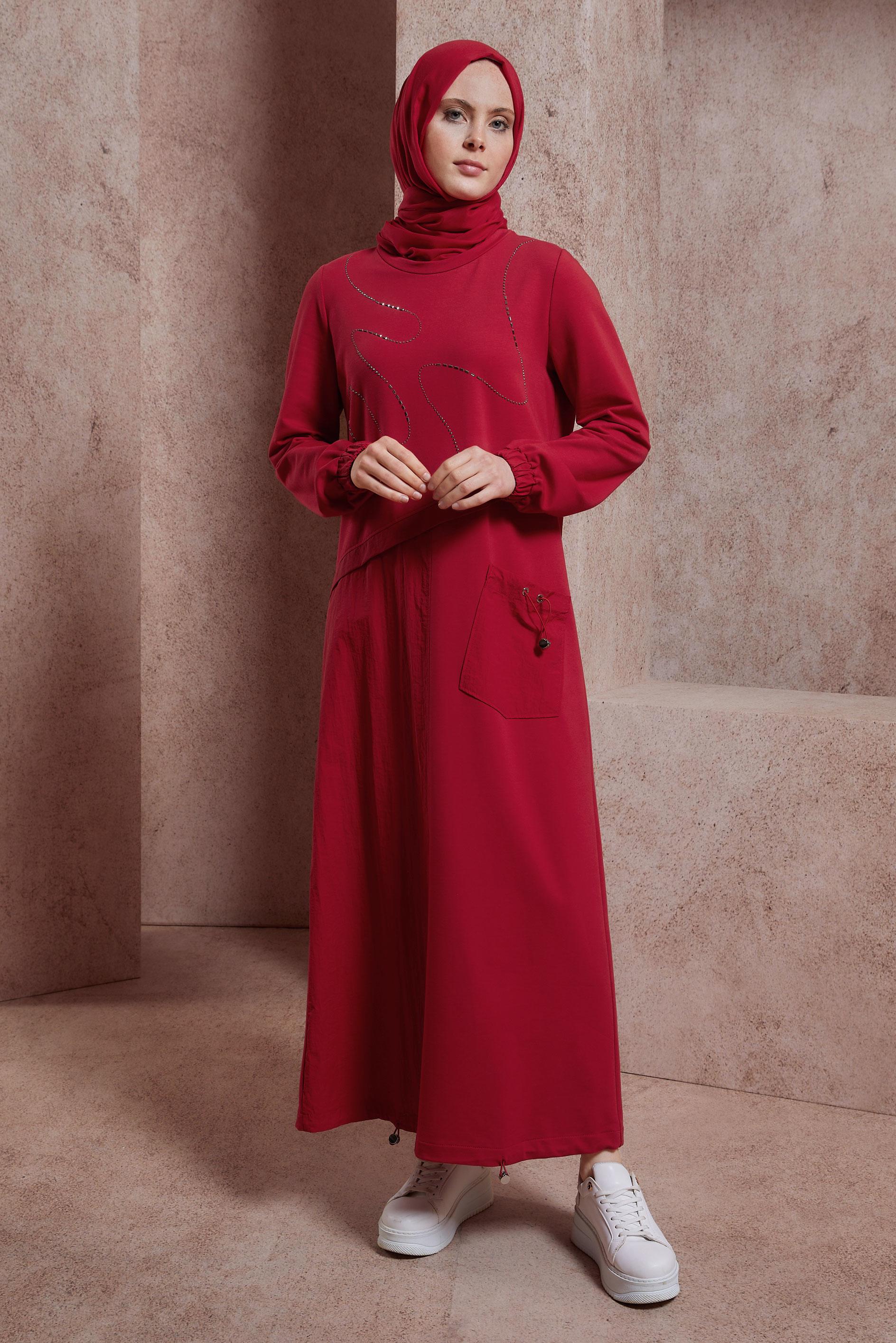 Hijab clothing RED TRACKSUIT DRESS 44515