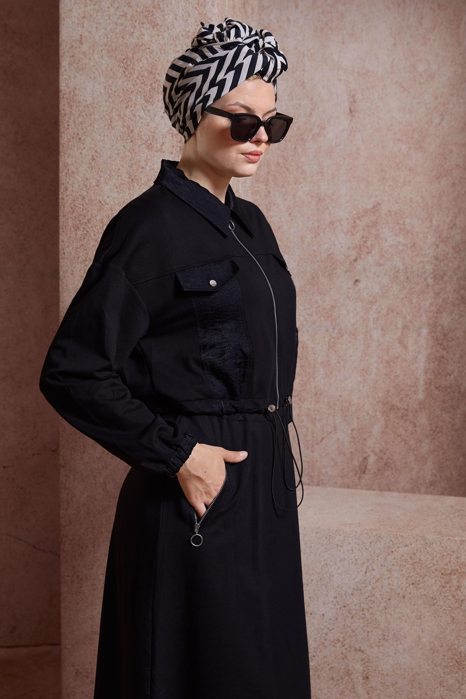 Tesettür giyim SİYAH ETEKLİ EŞOFMAN TAKIM 44557